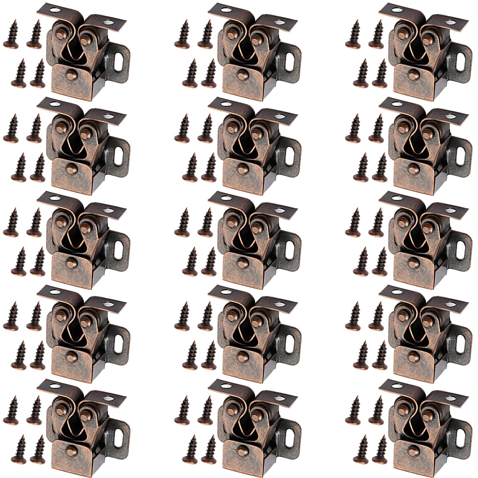 15set Furniture Catches Double Roller Cabinet Latches Cabinet Door Wardrobe Door Latches Furniture Hardware for Wardrobe Cupboard Hardware