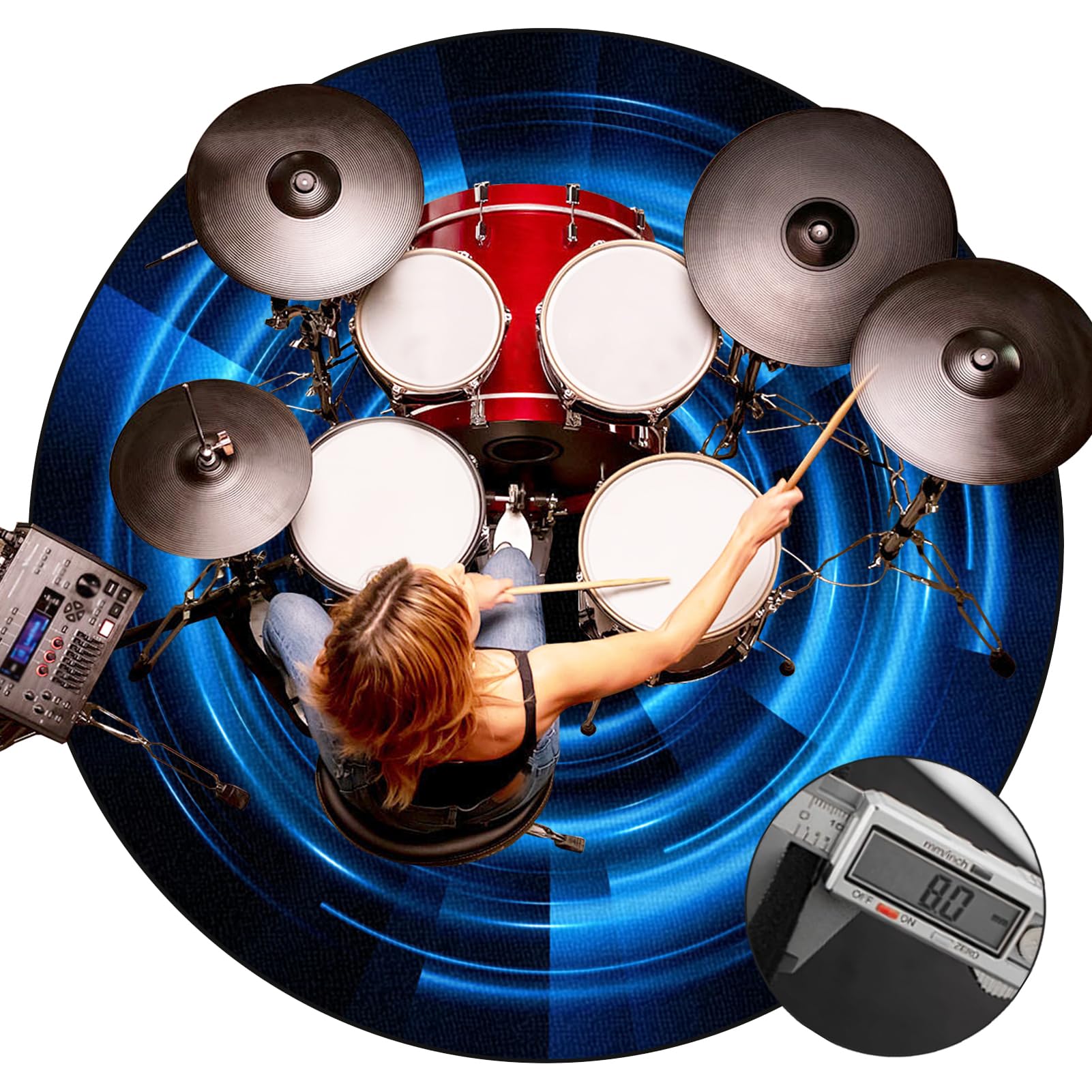 100 cm Dywan bębnowy Dywan na baterię Antypoślizgowy Dźwiękoszczelny Zestaw perkusyjny Profesjonalny Okrągły Elektroniczny Jazz do Pudełka Bębna I innych instrumentów Musi Mata Baterii