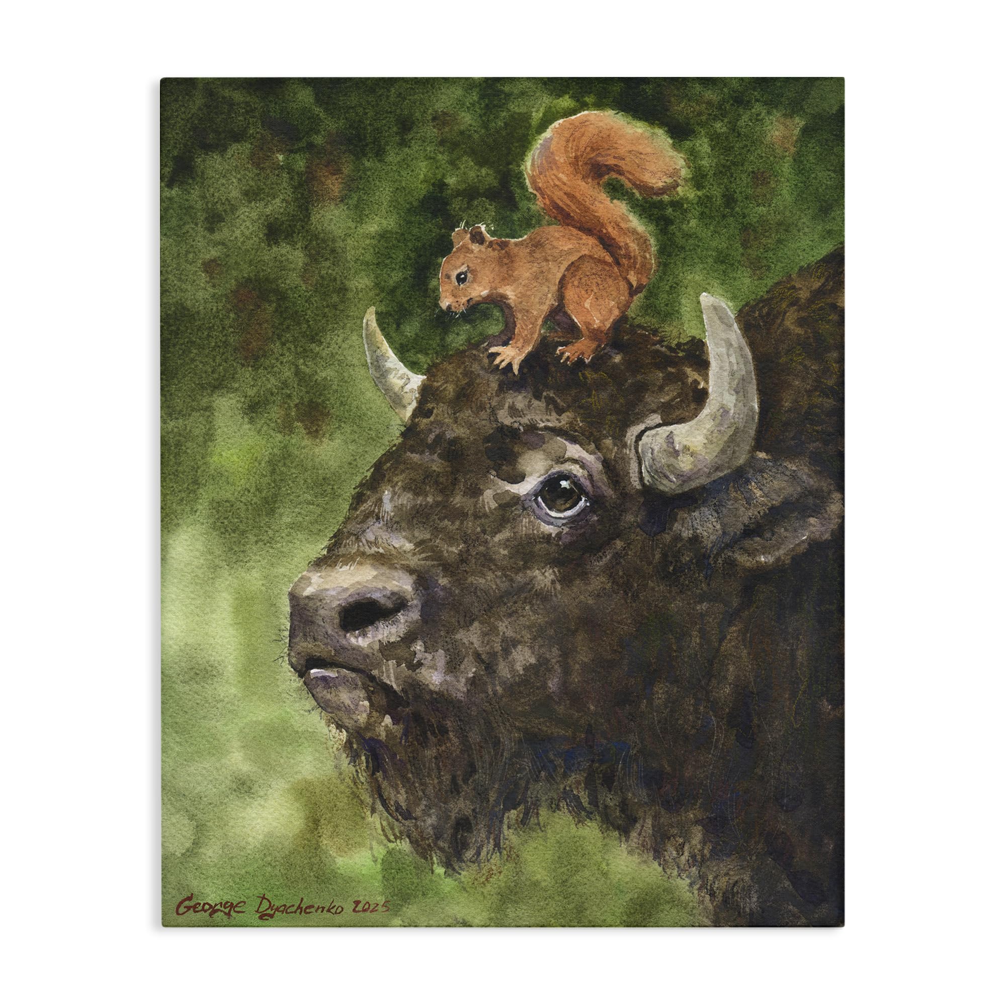 Stupell Industries Unframed Bison Squirrel Wildlife Journey, 16 X 20 Inch Canvas Wall Art