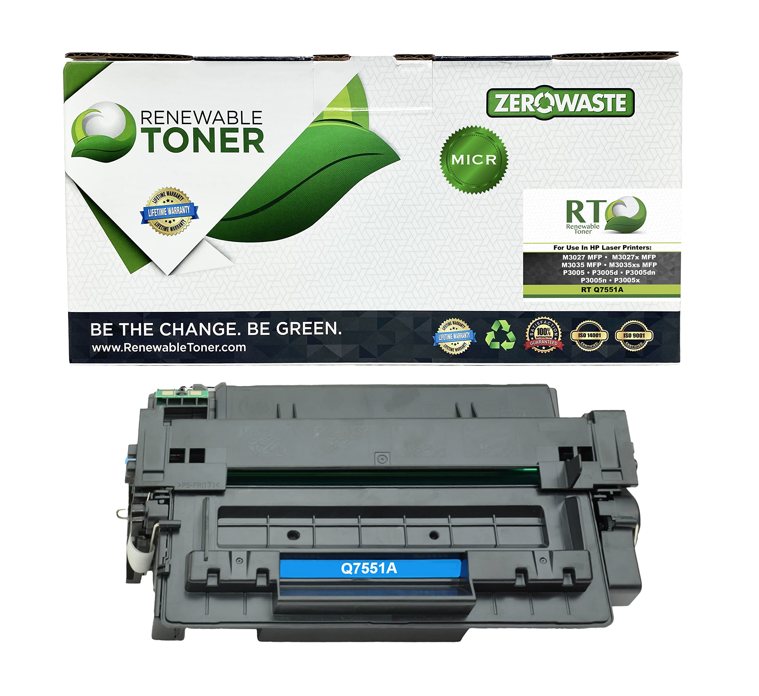 Renewable Toner 51A Compatible MICR Toner Cartridge Replacement for HP Q7551A Laser Printers P3005 M3027 M3035