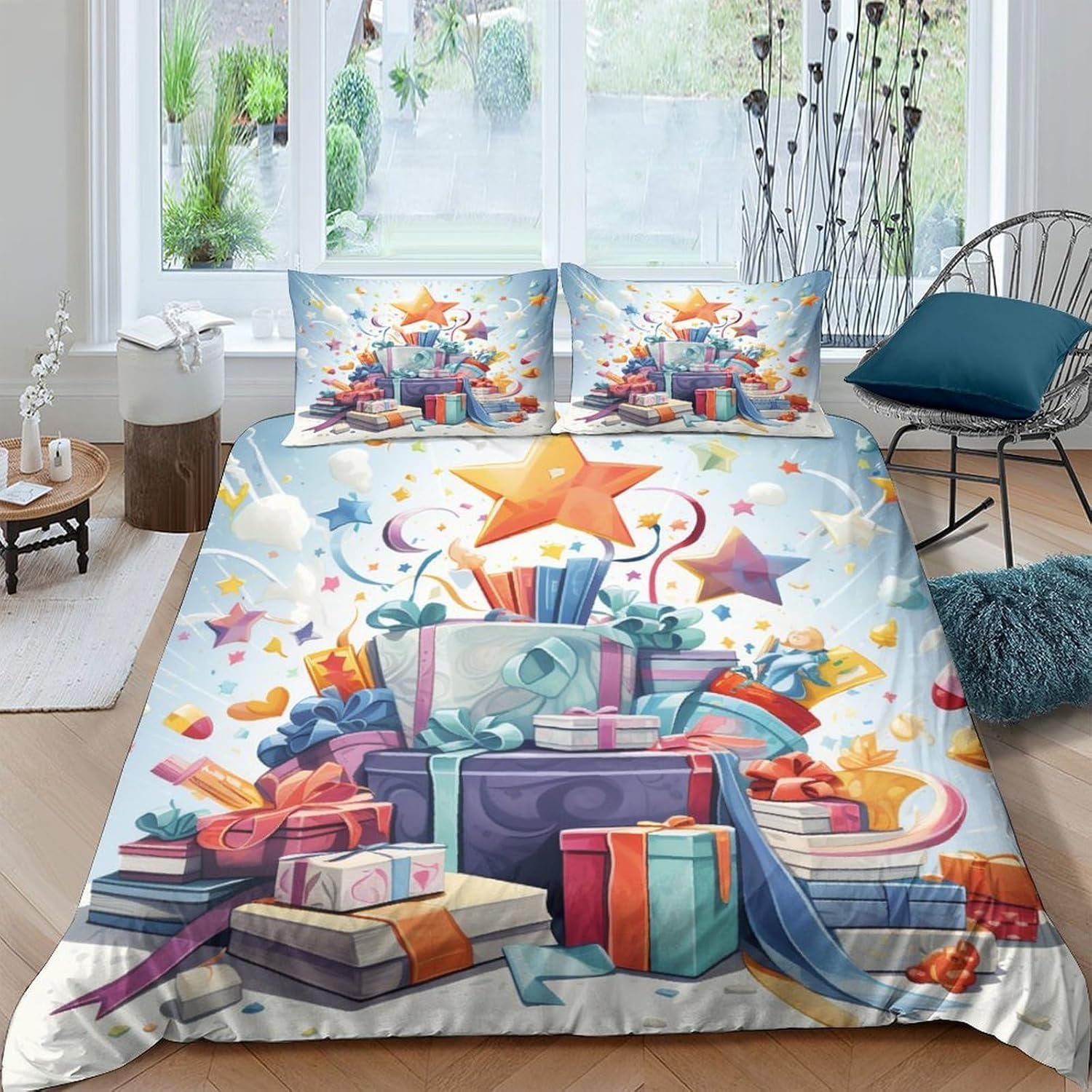 Housse de couette en microfibre anti-plis pour grand lit de 2 personnes avec fermeture éclair