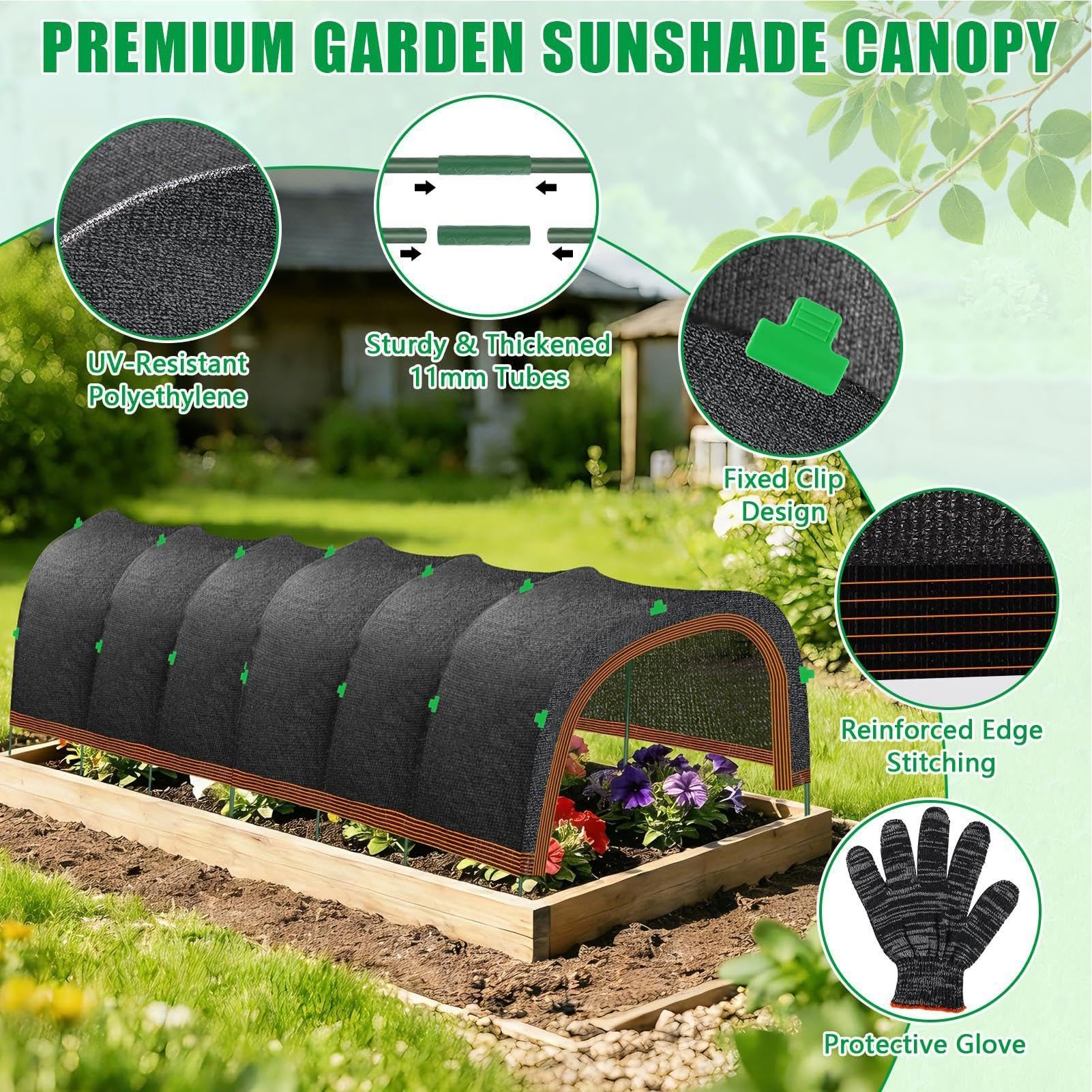 Tenda parasole da giardino, protezione dal calore, protezione solare, traspirante, per piante | Telo parasole da giardino, resistente, protezione UV, con kit di installazione per patio, aiuole rialzate, cortile e serra