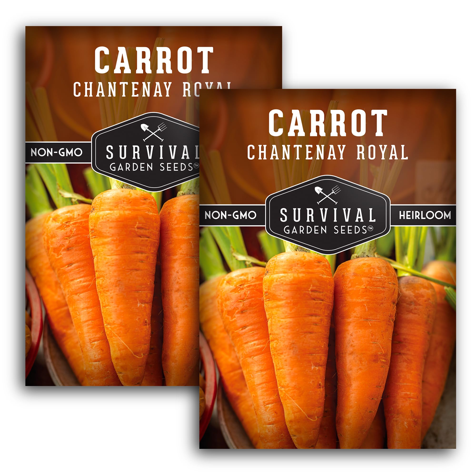 2 Packs Chantenay Royal Carrot Seed for Planting - Packet with Instructions to Grow Long Storing Medium Small Carrots in Your Home Vegetable Garden - Non-GMO Heirloom Variety - Survival Garden Seeds