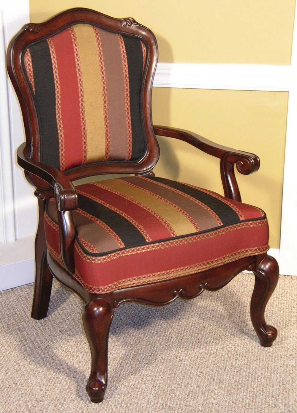 Accent Chair with Multi Stripe Box Seat in Cherry Home