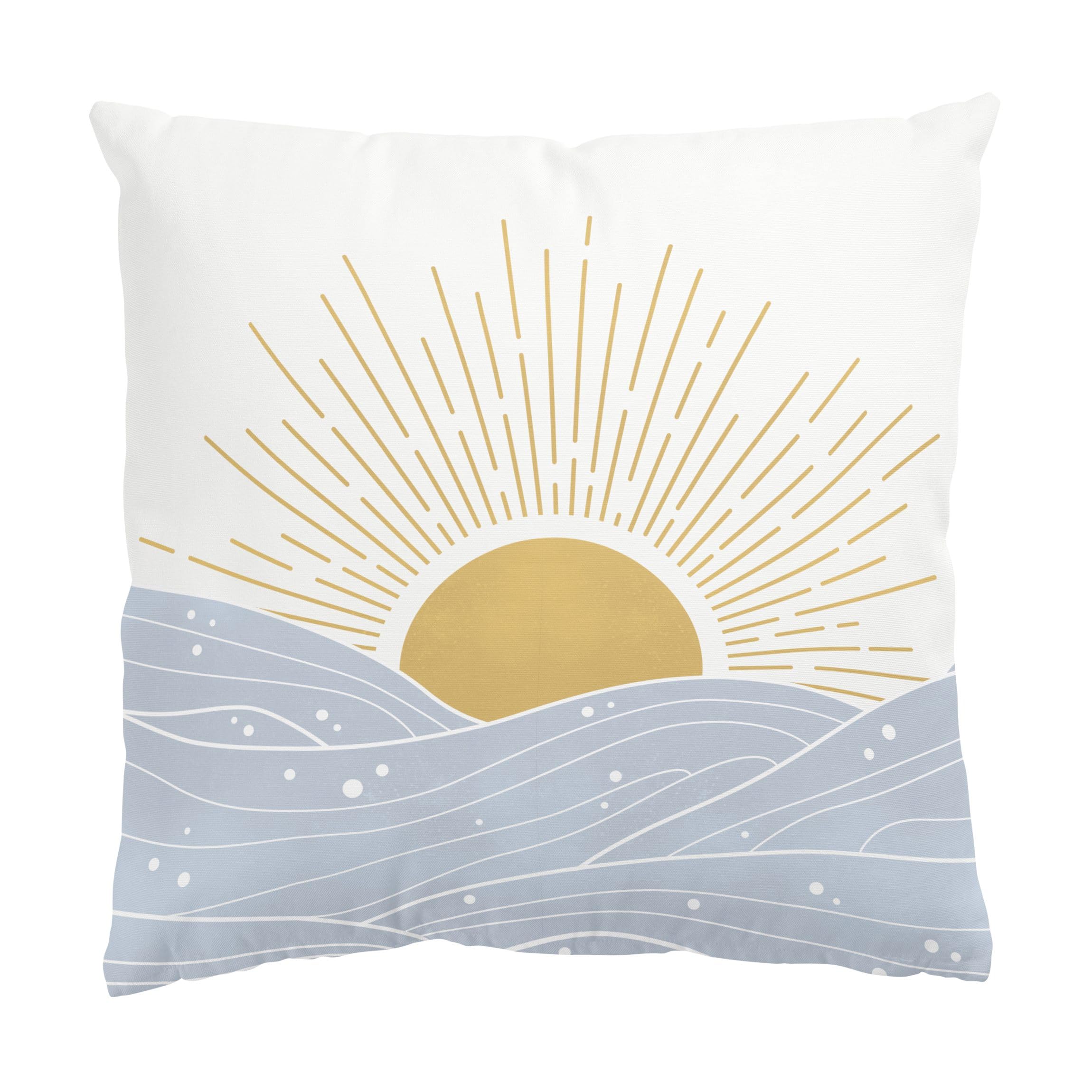 Dekokissen draußen/Outdoor waschbar Strand mit Füllung Zierkissen - Made in Germany - Sonnenuntergang Bezug blau Sofakissen Illustration Outdoor Sofa Bett 1169