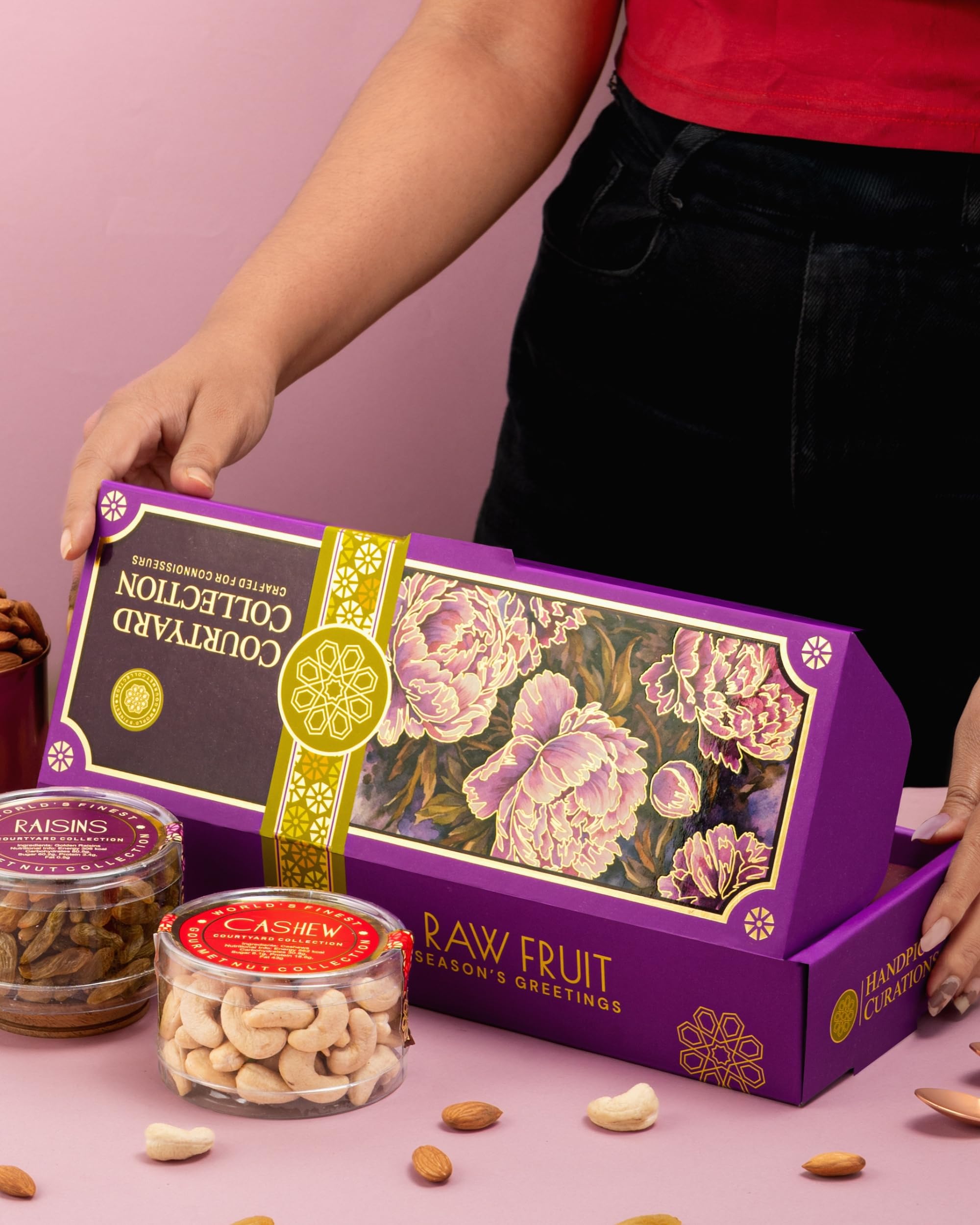 Hyperfoods® Rakhi Set For Brother with Dry Fruits Gift Box RawFruit Courtyard Collection Pack of 3 Dry Fruits Box (Each 125g) Rakhi Gift Hamper for Brother Rakhi Set of 3 Rakhis for Rakshabandhan 3