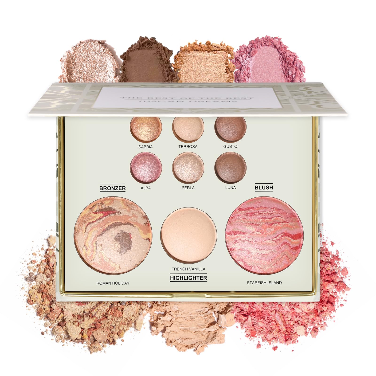 All in One Baked Makeup Face Palette, Includes 6 Eyeshadows, Bronzer, Blush, and Highlighter, Blush and Bronzer Palette, Shimmer & Matte Shades, Long-Lasting Pigmented Powder, Full Size Makeup Set Baked Palette