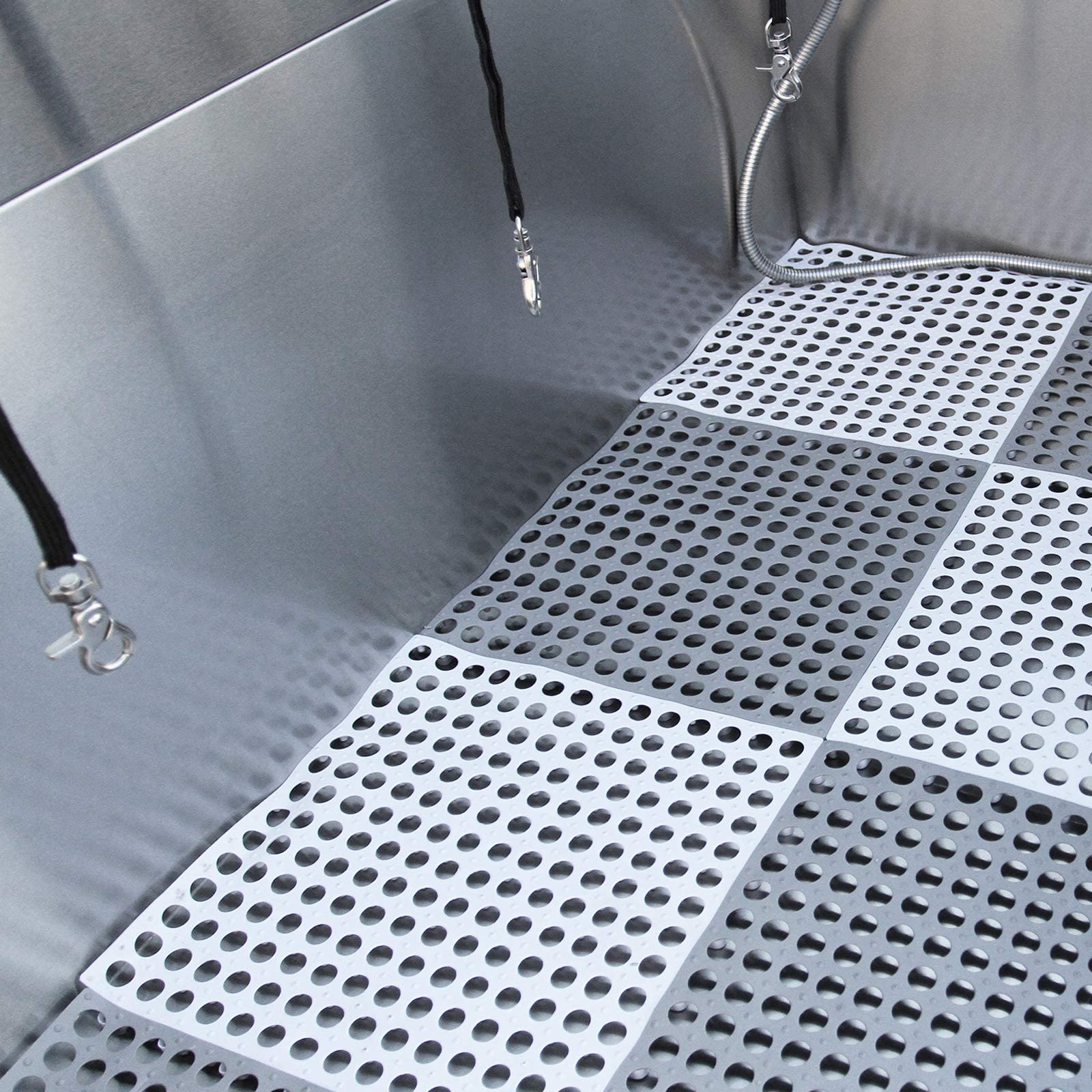Baño para Mascotas de Acero Inoxidable 600 mm Kit Aseo Mascotas Bañar Bañera Perro Gato Lavar Limpieza Limpiar Cuidar Perros con Grifo Mezclador Tapón Colador Alfombra Antideslizante y Guantes GRATIS