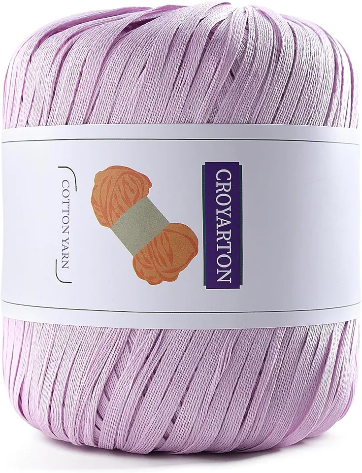 Fio de ráfia para crochê, fio de algodão macio para crochê, bolsa de praia de verão, 114 jardas/fio de papel de fita de 50 g para iniciantes, bolsa de tricô de mão DIY (roxo lavanda)