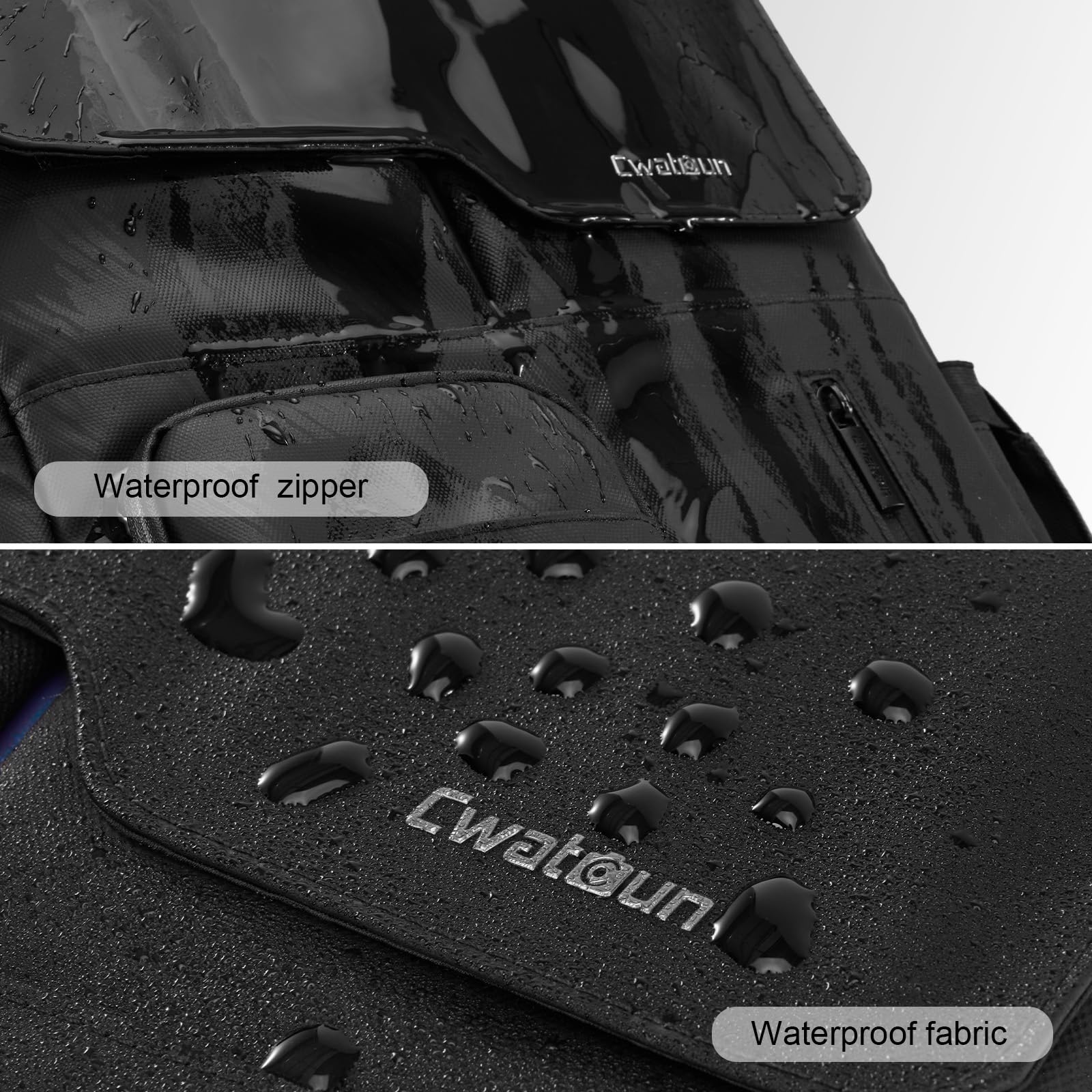 Cwatcun Waterproof Camera Backpack PU Leather Camera Bag with Tripod Holder, 14" Laptop Compartment for Canon Sony Nikon SLR DSLR Mirrorless Camera, Lens, Travel Photography Camera Bag Case