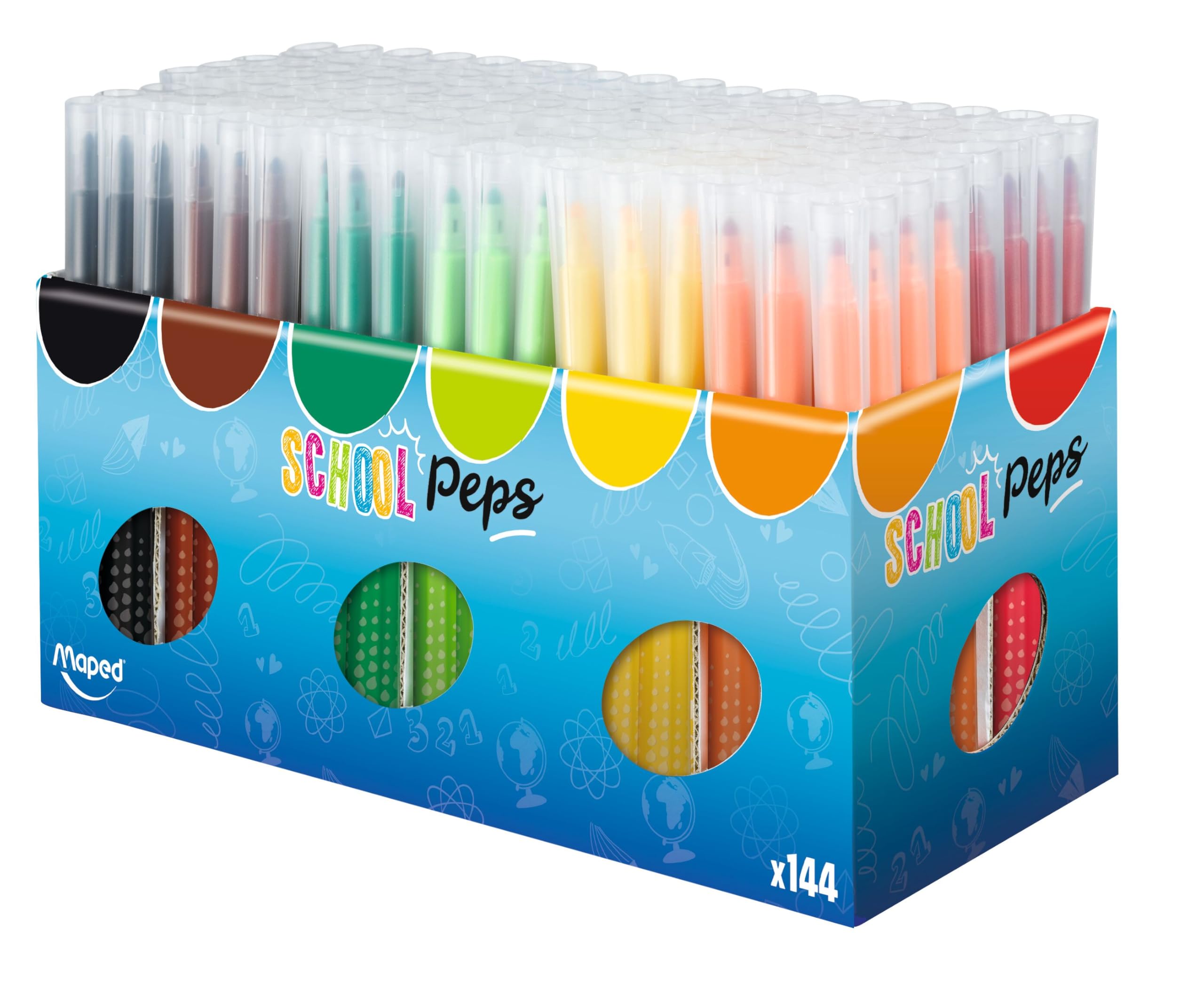 Maped - 144 Feutres School Pep's Long Life - Fourniture Scolaire - Lavable