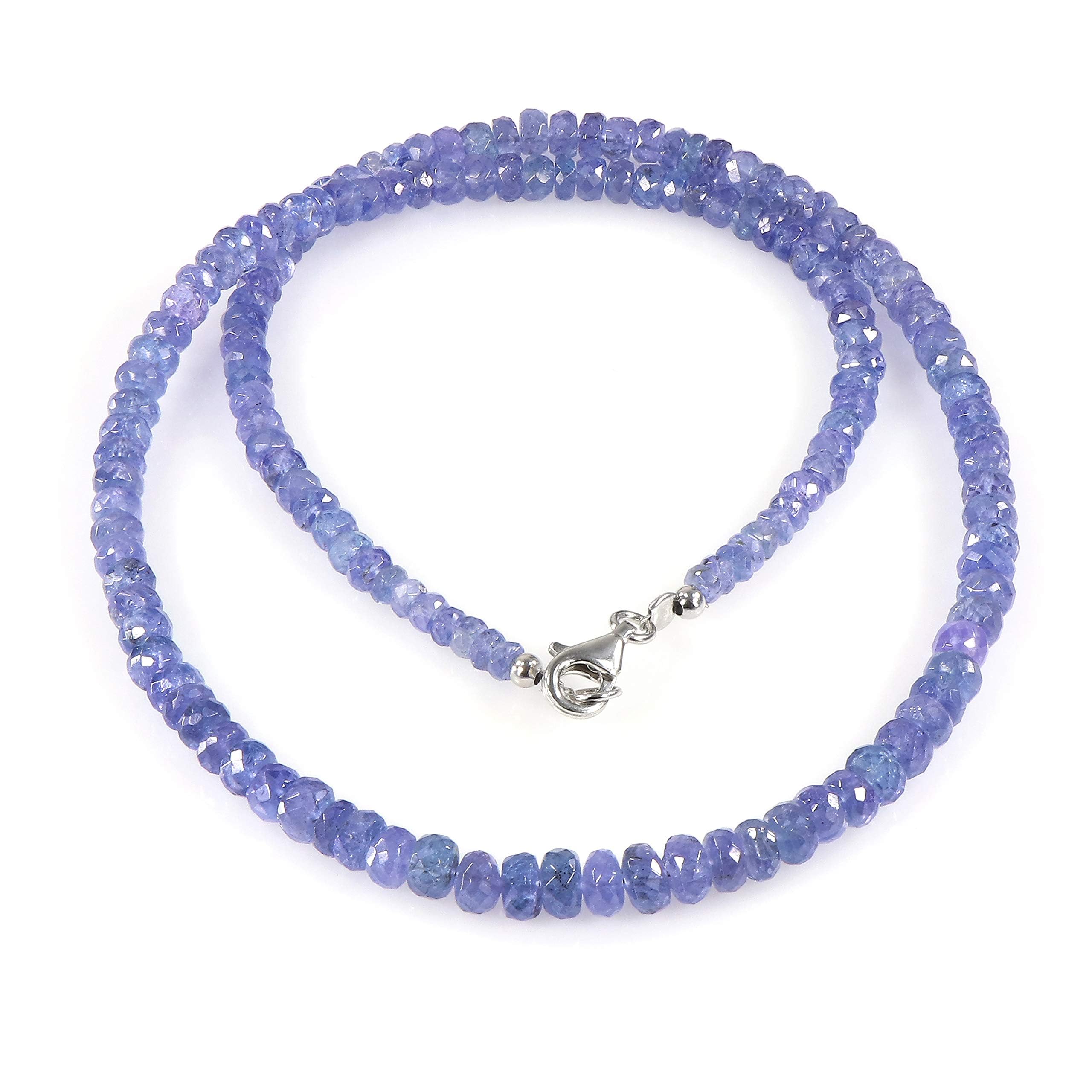 Collana di tanzanite naturale con lucchetto in argento sterling 925, gioielli di perle di tanzanite genuina sfaccettata, collana blu