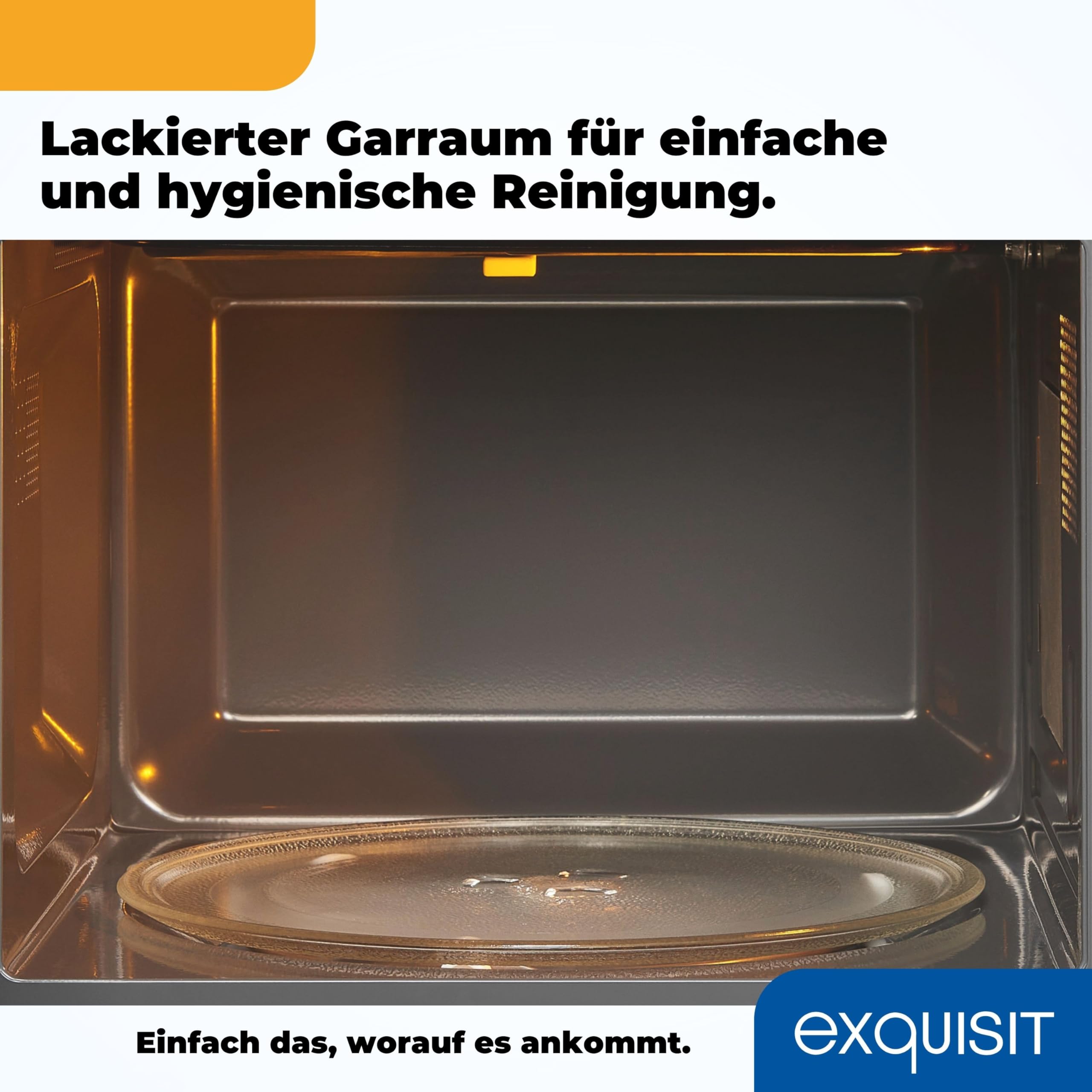 Exquisit Unterbau-Mikrowelle mit Grill - 800 W, 20 L, Inox | Mikrowelle unterbaufähig mit 1000-W-Grill, Kindersicherung, Schnellstart & Drehteller 245 mm