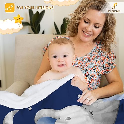 Miniatura 13 de FLOCHIL Personalized Baby Blankets, Custom Baby Blanket - Baby Blanket with Name for Boys, Best Gift for Newborn Elephants Flush Fleece (30x40)