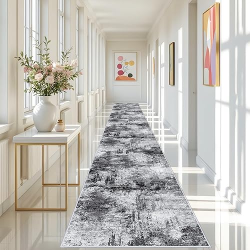 Miniatura 91 de RUUGME - Alfombra lavable abstracta de 4 x 6: alfombras de área para sala de estar con respaldo antideslizante, alfombra neutra resistente a