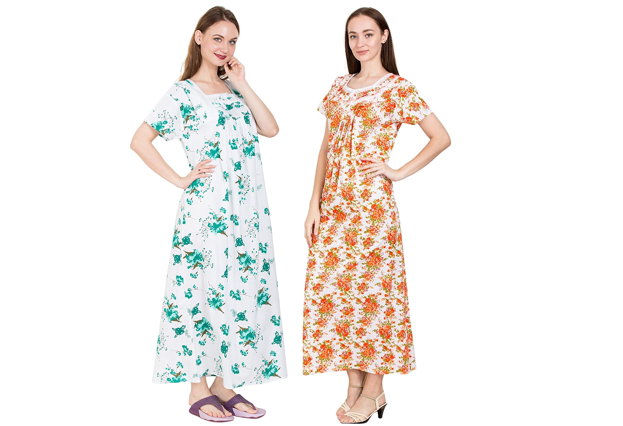 Redglo Women's Cotton Printed Nighty Night Gown Maxi Size XL_XXL (Pack of 2)-picture-27