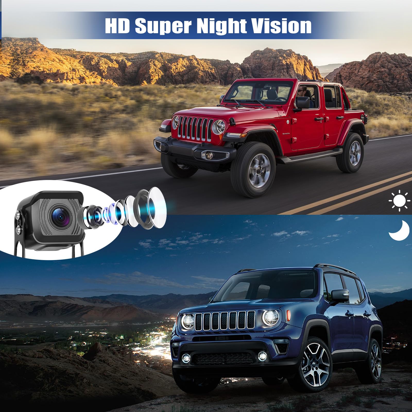 Caméra de Recul Moniteur avec 4 Caméras Kit Filaire, IPS 10,1 Pouces 4K DVR avec BSD, étanche IP68, Enregistrement, Surveillance du Stationnement pour Camions/Remorque/Camping-Car