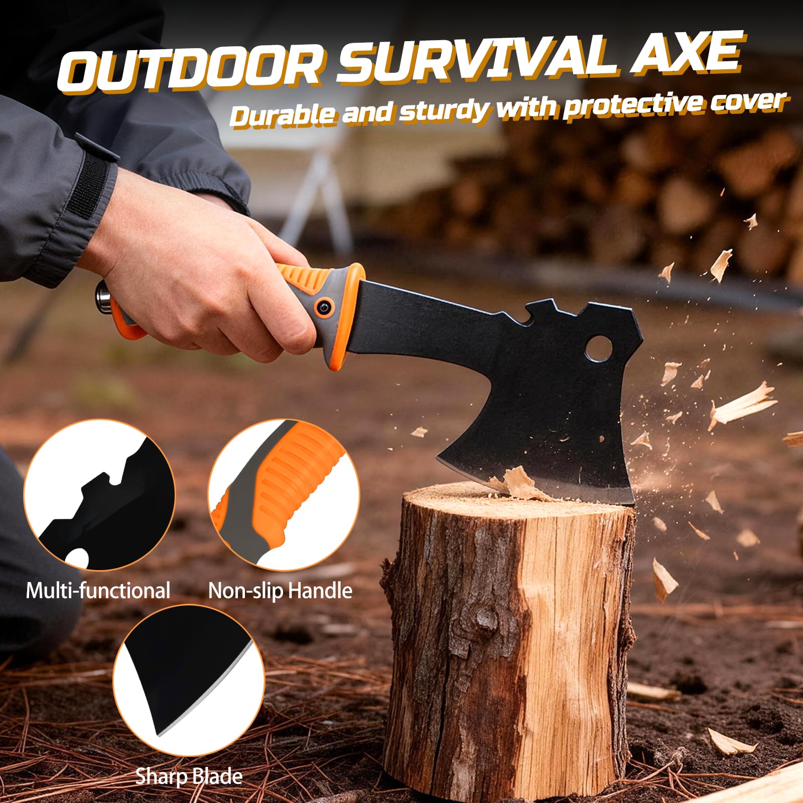 6 in 1 Kit de Supervivencia,Kit Supervivencia,Juego de Accesorios para Acampar,Set de Camping con Hachas de Supervivencia,Palas Plegables,Sierras Plegables,Regalos para Hombres,para Acampar,Aventura