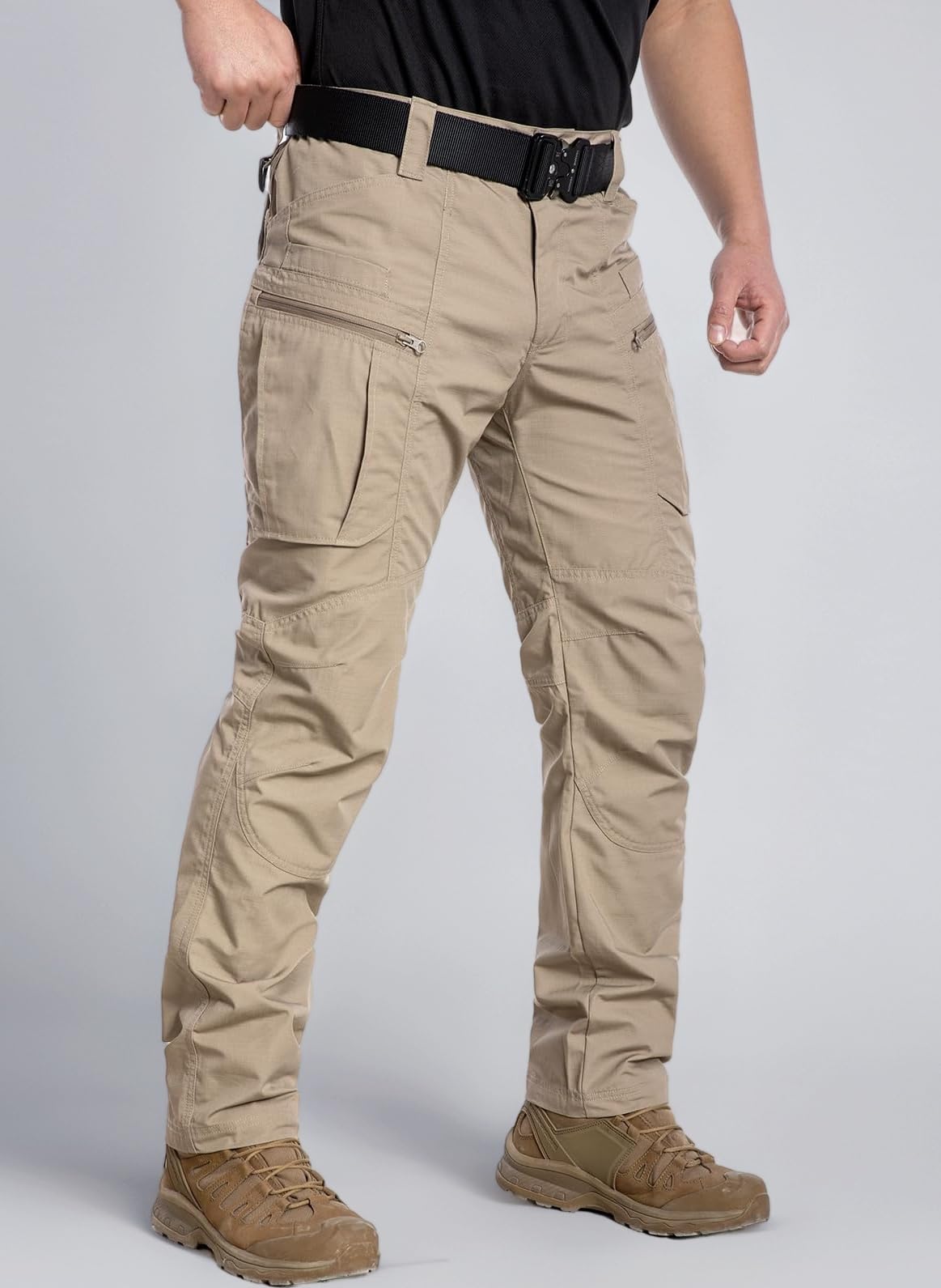 CARWORNIC Men's Lightweight Tactical Pants Ripstop Military Cargo Pants Water Resistant Outdoor Hiking Work Pants
