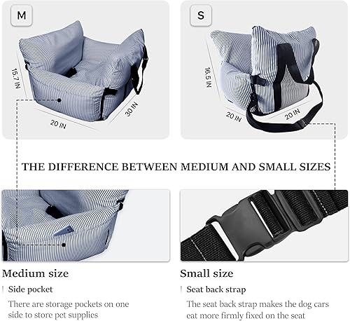 Miniatura 6 de Rucener Asiento de coche para perro, asiento de automóvil para perros pequeños, medianos y grandes, asiento elevador para perros seguros y cómodos,