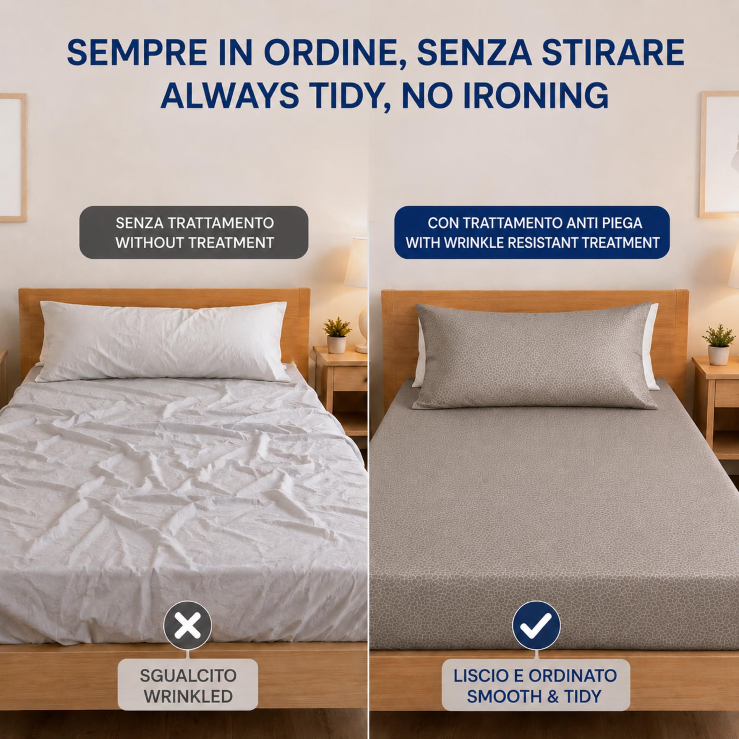 o-day Renato Balestra Set Lenzuola Matrimoniale Microfibra Made in Italy No Stiro Completo Letto Matrimoniale 4 pezzi Lenzuolo Sotto Lenzuolo Sopra 2 federe (Fango, Matrimoniale)