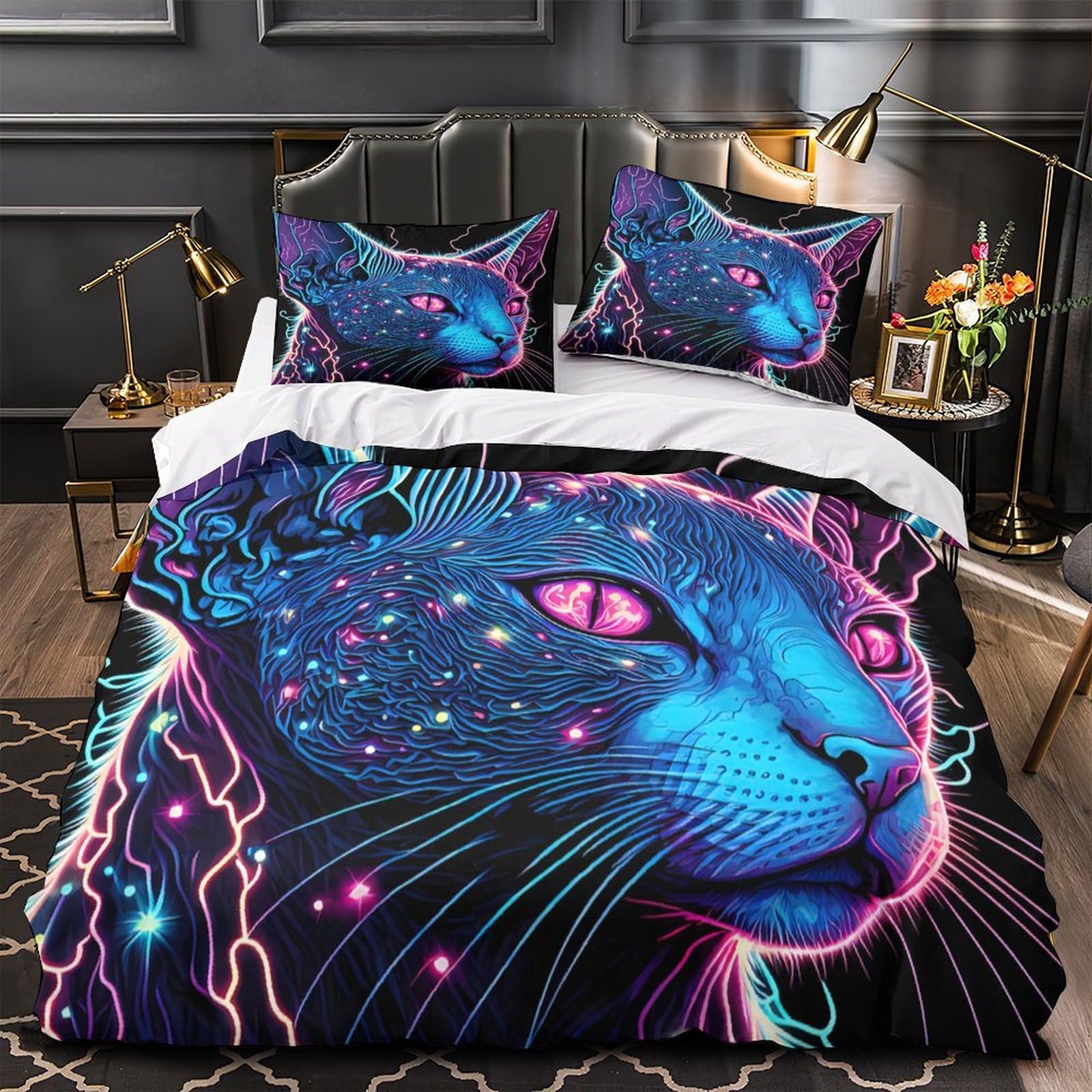 Parure de lit loup mythique 3D housse de couette super king 260x220 cm en microfibre pour ado