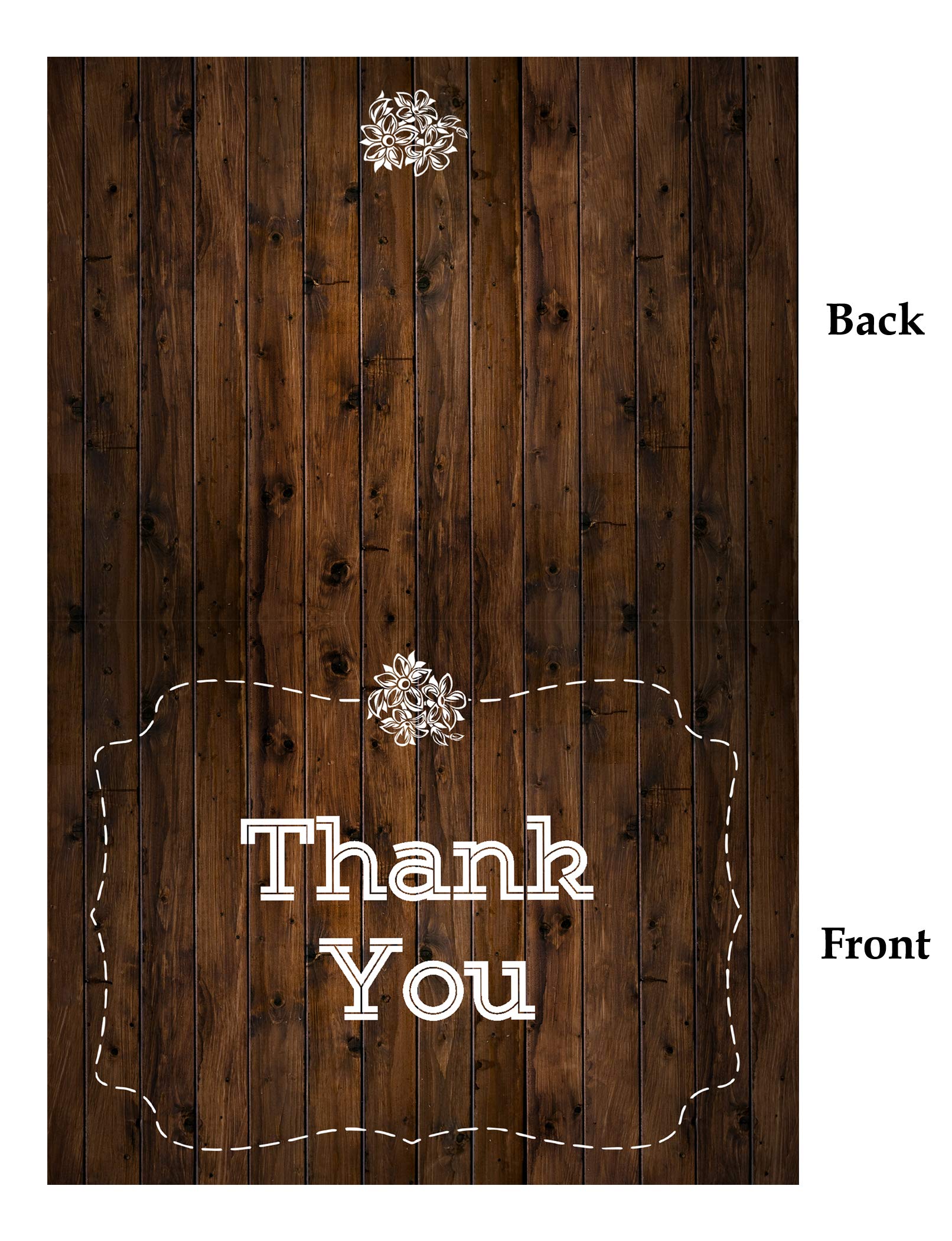 Darling Souvenir Brown rustikale hölzerne Plank danken Ihnen, Wedding danken Ihnen Karten mit weißen Umschlägen - 100 Stück