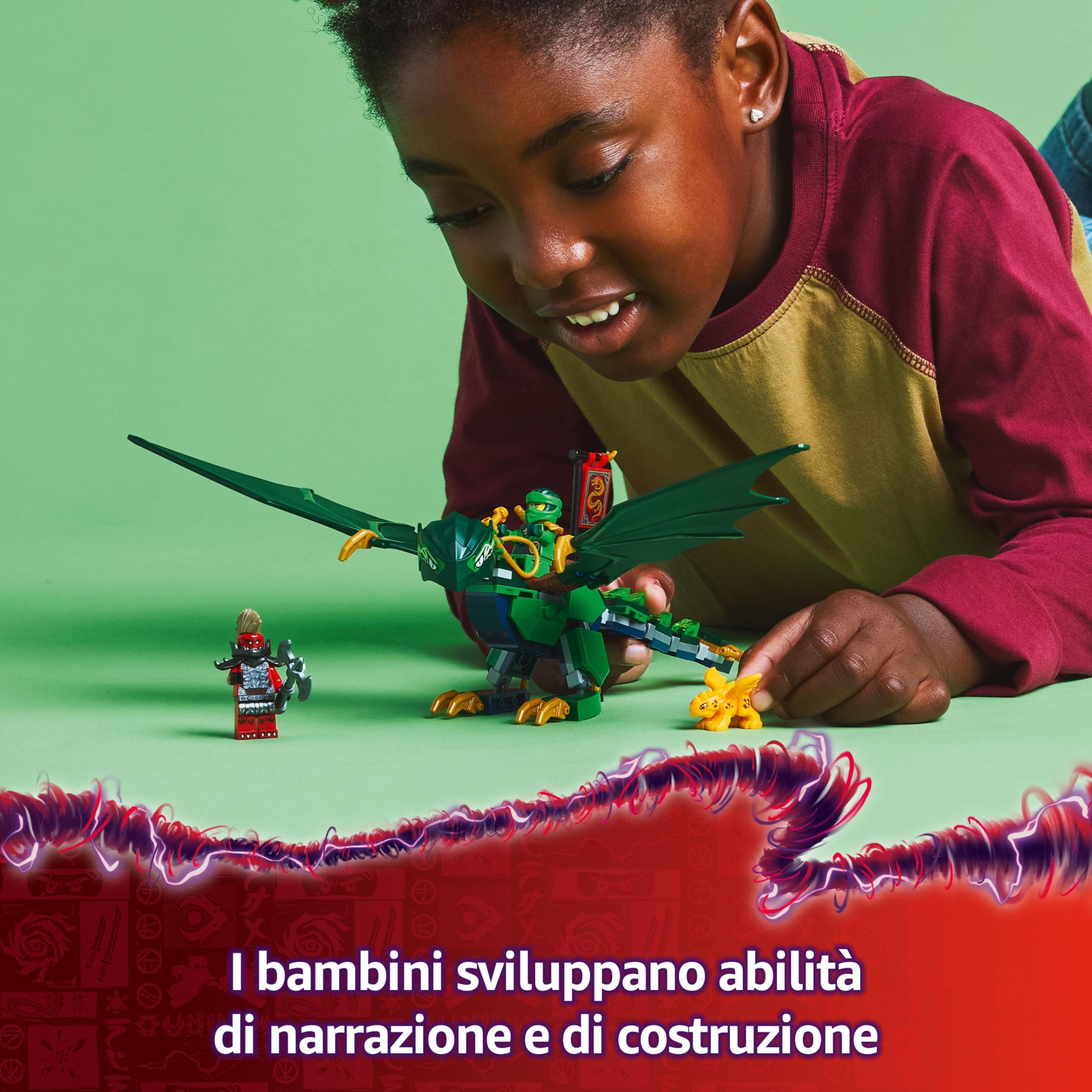 LEGO NINJAGO Drago della Foresta Verde di Lloyd - Figura Giocattolo Snodabile da Costruire, Set con 2 Minifigure, Armi e Cucciolo Dorato, Giochi per Bambini e Bambine da 6 Anni, Idea Regalo 71829