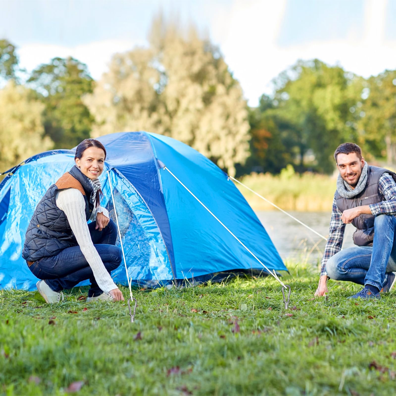 SELEWARE Kotwa gruntowa do trampoliny, 8 szt., śledzie namiotowe, śledzie kempingowe, stal nierdzewna, mocny, do huśtawki, wędrówek, trampoliny, namiotu, szopy, na kemping