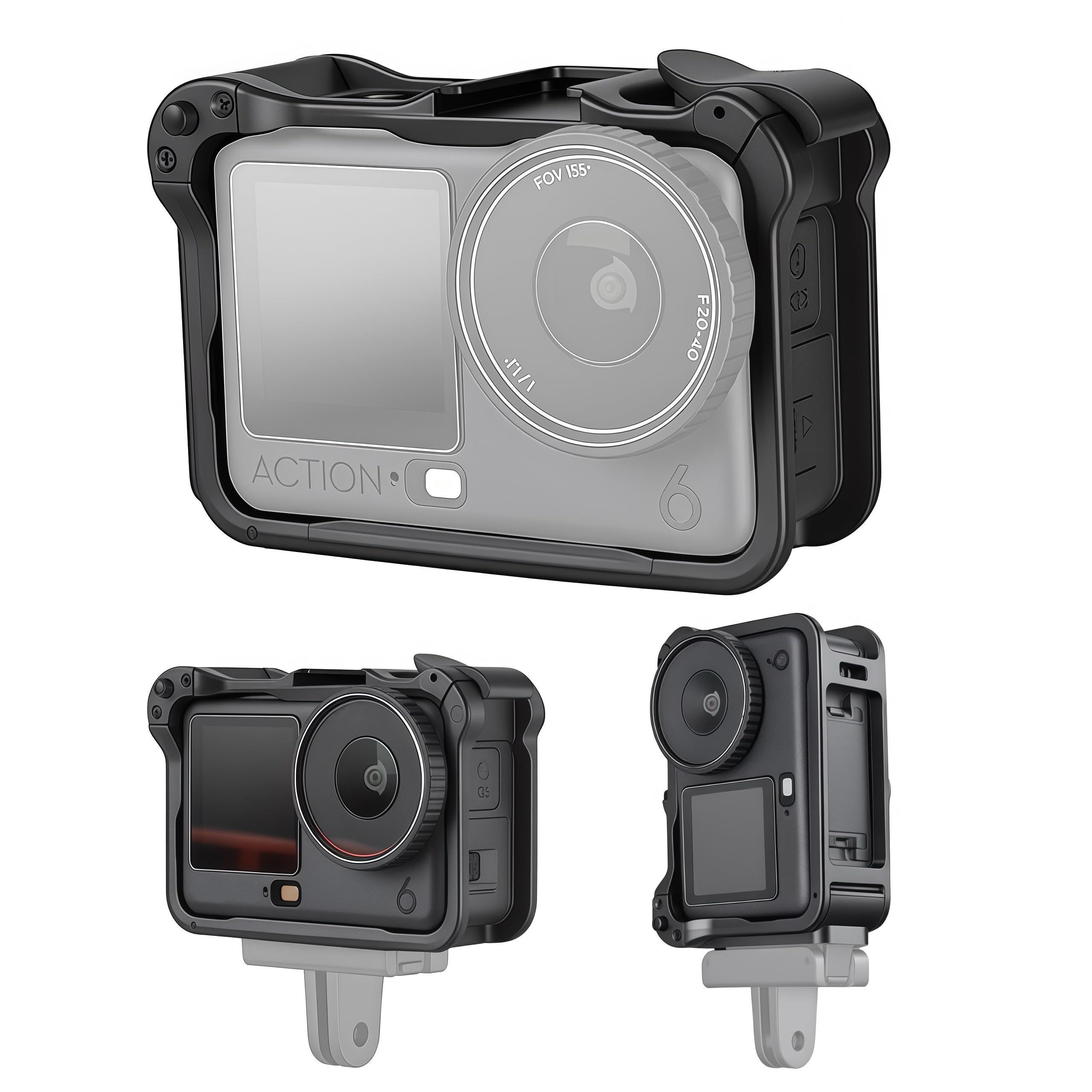 Adofys Housing Case for DJI Osmo Action 6, ABS Protective Frame Expansion Cage, Cold Shoe, 1/4" Screw Adapter, Action 6 Accessories Compatible for Tripod, Selfie Stick-picture-12