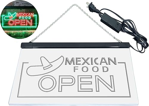 Miniatura 9 de ADVPRO Letrero de neón LED de doble color abierto de comida mexicana, verde y rojo, 24 x 16 pulgadas st6s64-i0024-gr