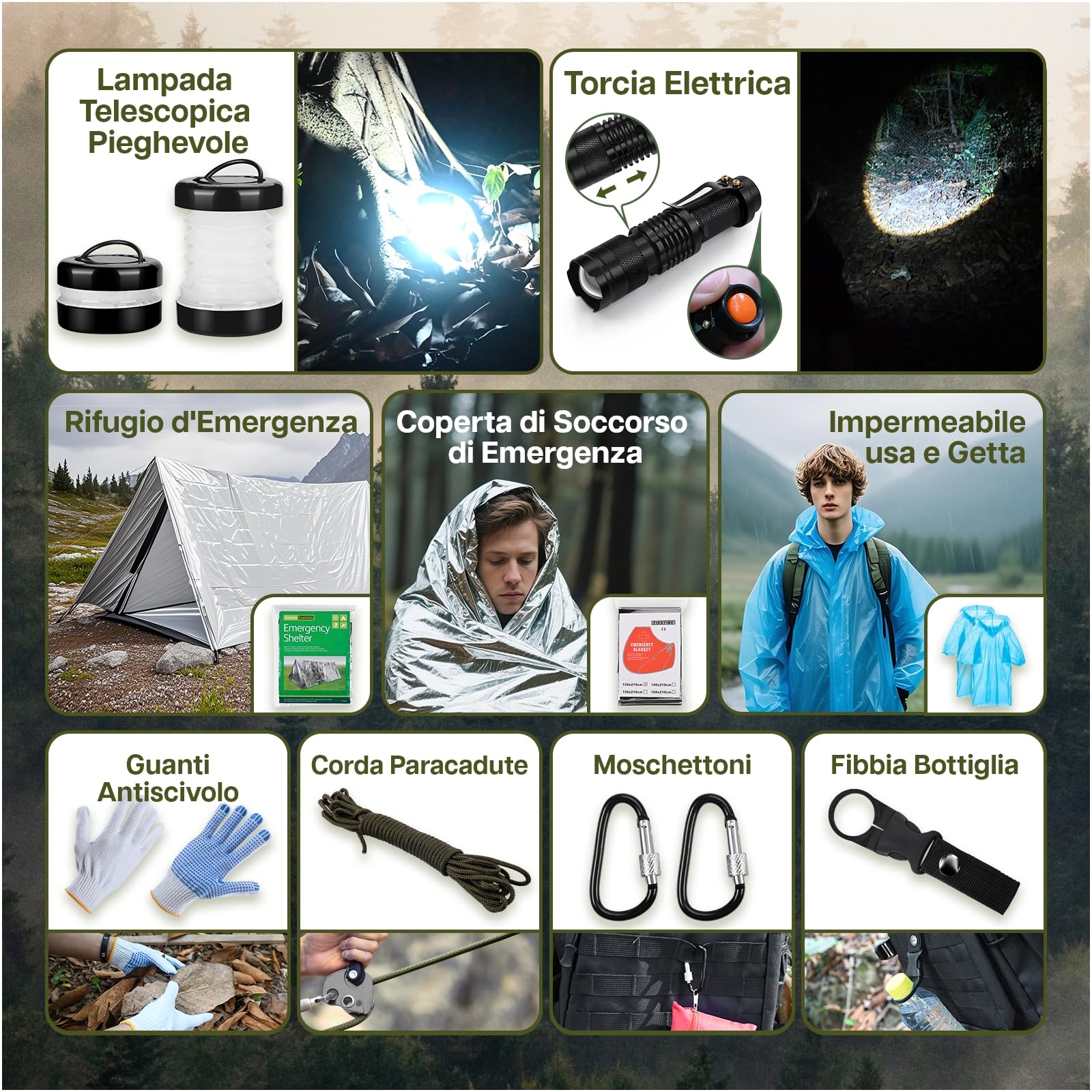 Kit di Sopravvivenza Tutto-in-Uno – Attrezzatura d'Emergenza con Kit di Pronto Soccorso di MMOBIEL – Survival Set con Filtro l'Acqua, Bussola etc. per Campeggio, Escursioni, Avventura - Regalo Uomo