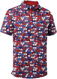 Mens Golf Shirt Short Sleeve Moisture Wicking Performance Daily Casual Print Patterns Collared Golf Polo Shirts for Men