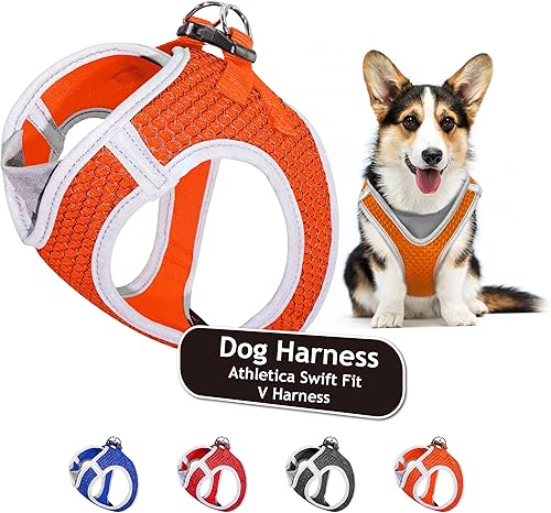 KRUZ PET KZA308 Arnés reflejante con cuello en V de malla para perro sin jalones facilita el paseo ajuste rápido cómodo con velcro ajustable para