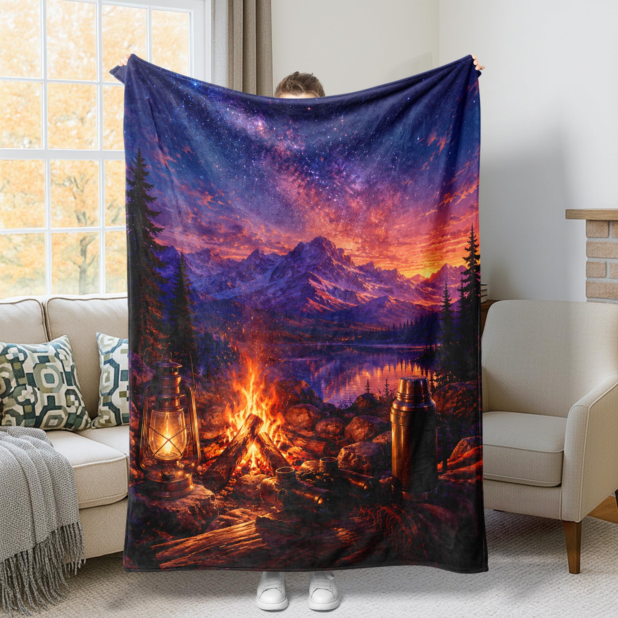 Couverture de montagne et plaid décoratif pour grand lit, canapé convertible et dortoir