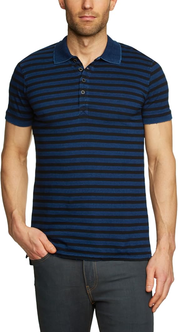ESPRIT Herren Poloshirt, gestreift P89660, Gr. 46 (S), Blau (413