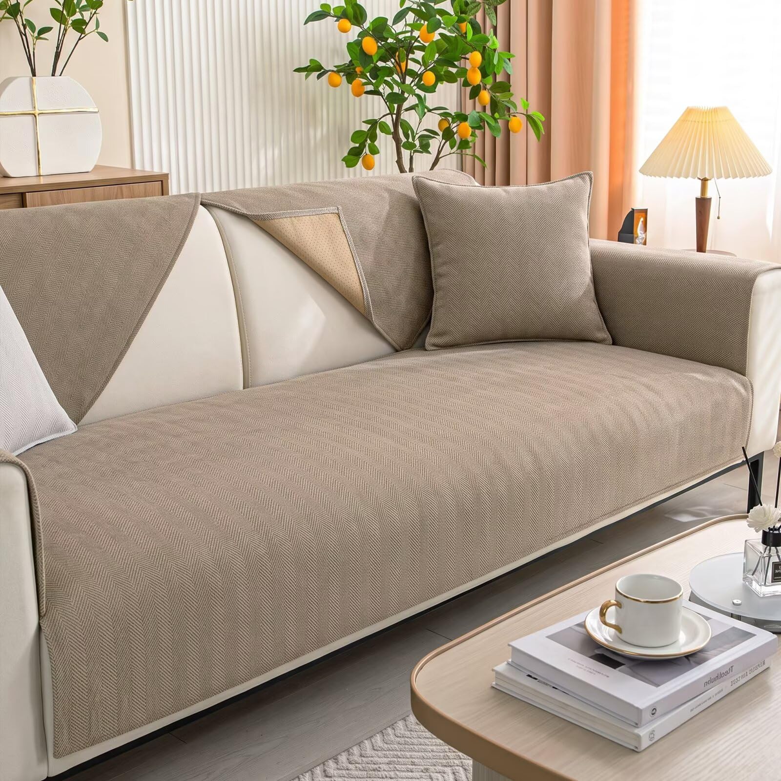 kuchenuten Sofa Überzug - Chenille Sofabezug 1 2 3 4 Sitzer, Couch Überzug L Form, rutschfeste Sofaschoner, Sofadecken für Sitzfläche