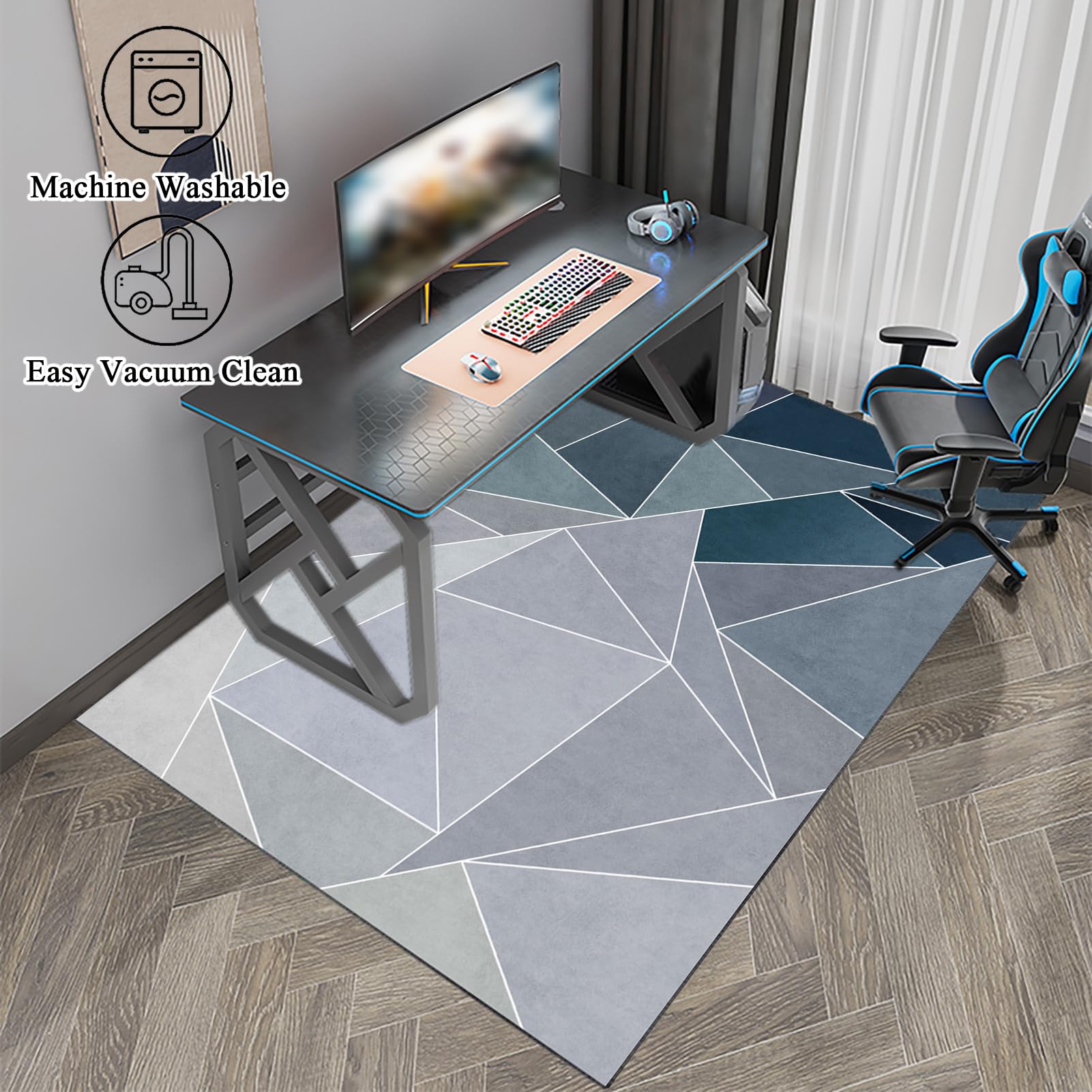 Protector Suelo Silla Ruedas, Alfombra Silla Escritorio Antideslizante, Alfombra Silla Gaming, Alfombra Oficina para Silla con Ruedas, Alfombra Protectora Suelo Silla, Alfombra Gamer 140 x 160 cm