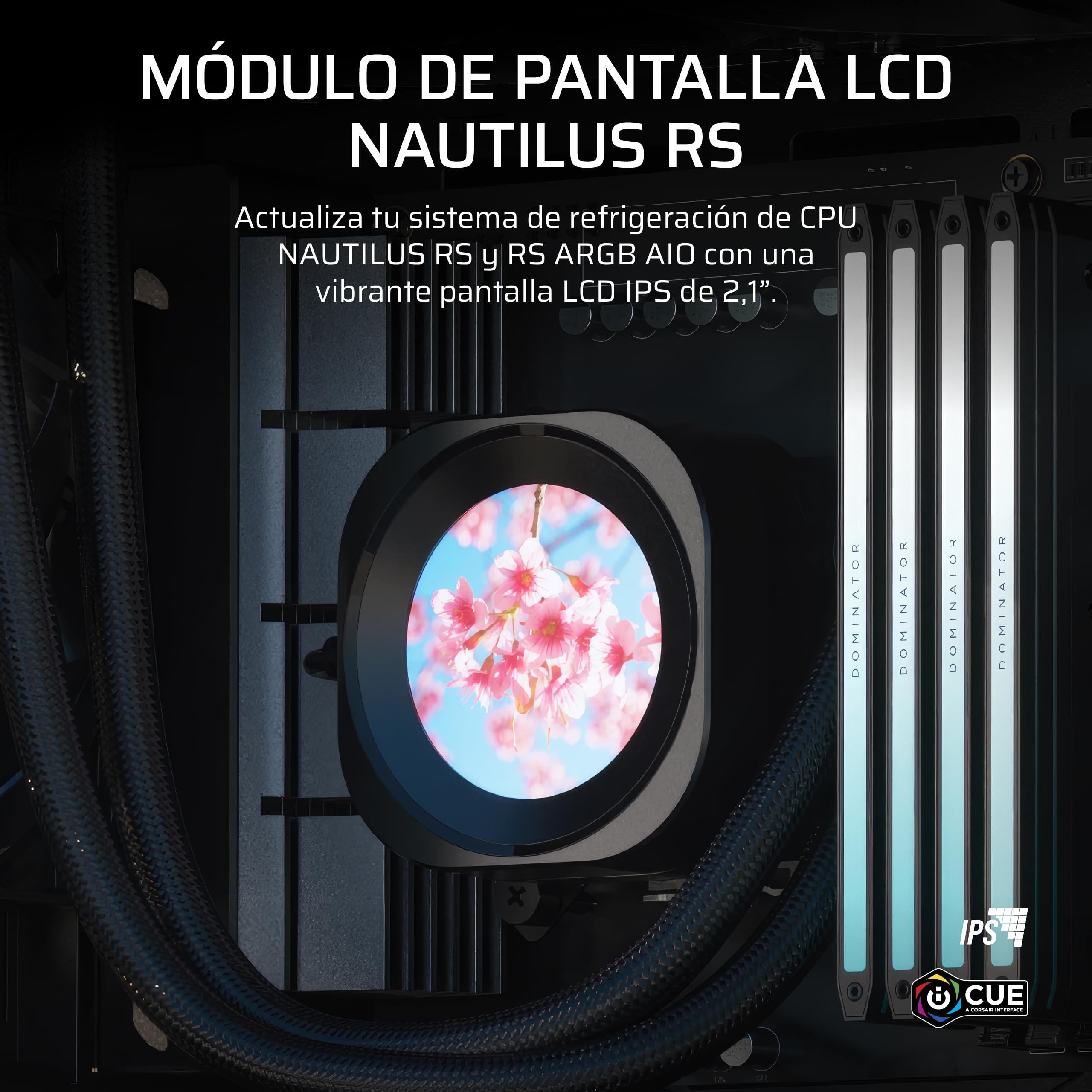 Corsair Nautilus RS Módulo para LCD – ara refrigeración de CPU Nautilus RS y Nautilus RS ARGB AIO – Pantalla LCD IPS de 2,1", Instalación Sencilla sin Herramientas – Negro
