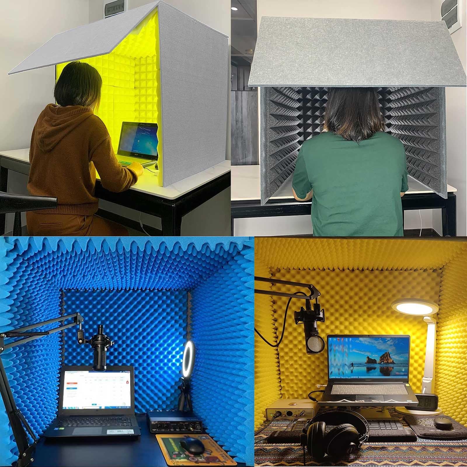Studio nagraniowe osłona izolacyjna mikrofonu żółta pianka przegroda kostka do domu muzyka podcasting pulpit izolacja szumów obróbka akustyczna 80 * 8