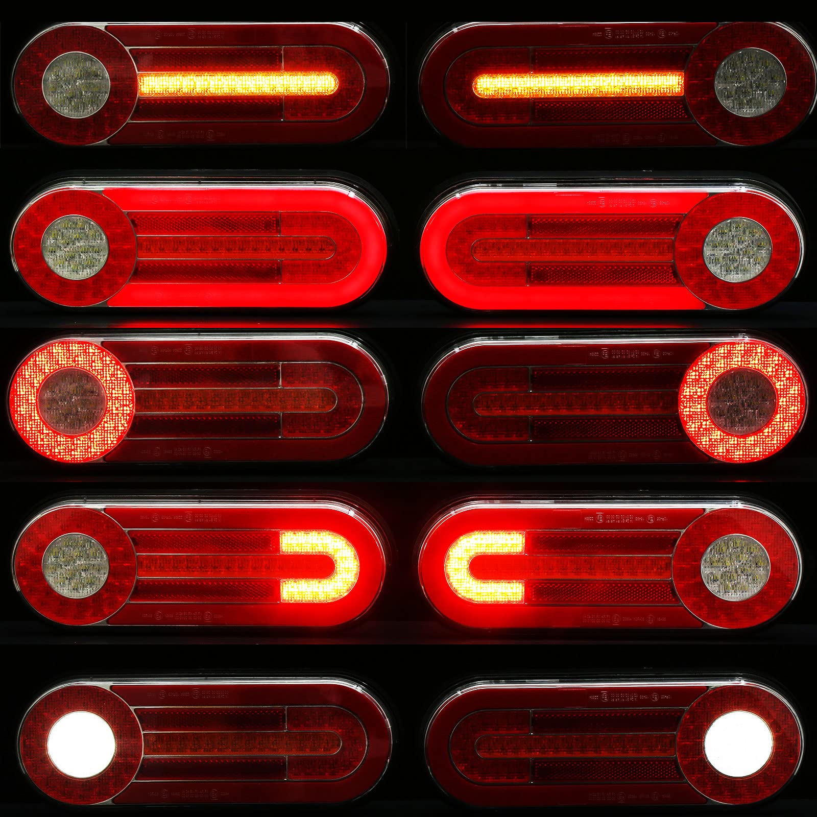 Pilotos Traseros Remolque 9-30v Led Homologado,Sumergible 7Funciones 2pcs Kit Luces Traseras Piloto Trasero Remolque Camión Van Caravan 24v,Pilotos Traseras Remolque Tractor Impermeable