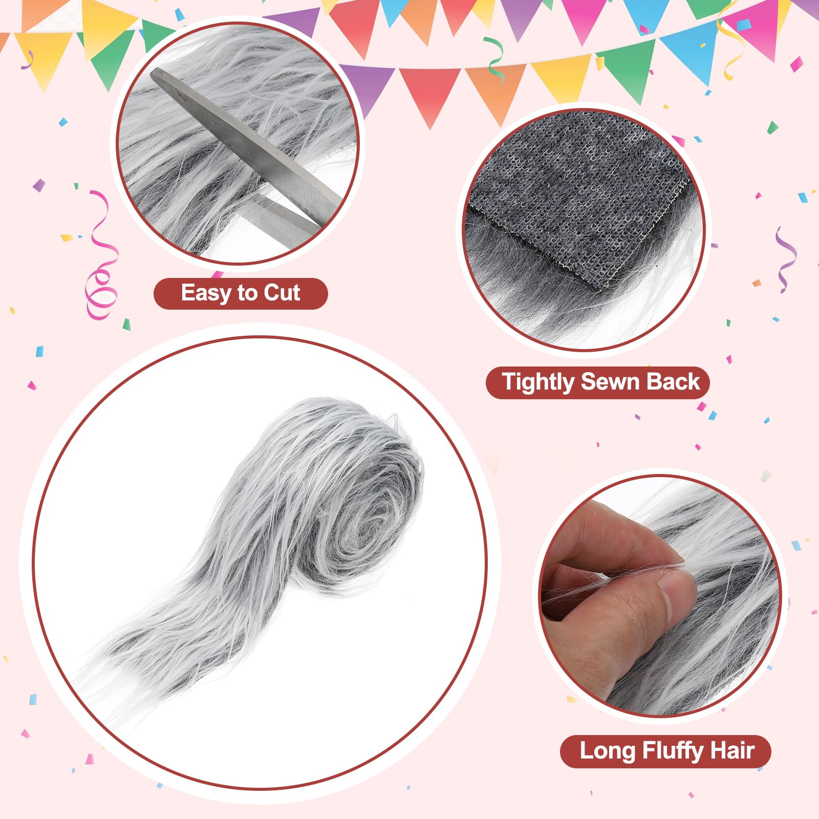 PATIKIL Plush Faux Fur Fabric Precut Strips - Image 3