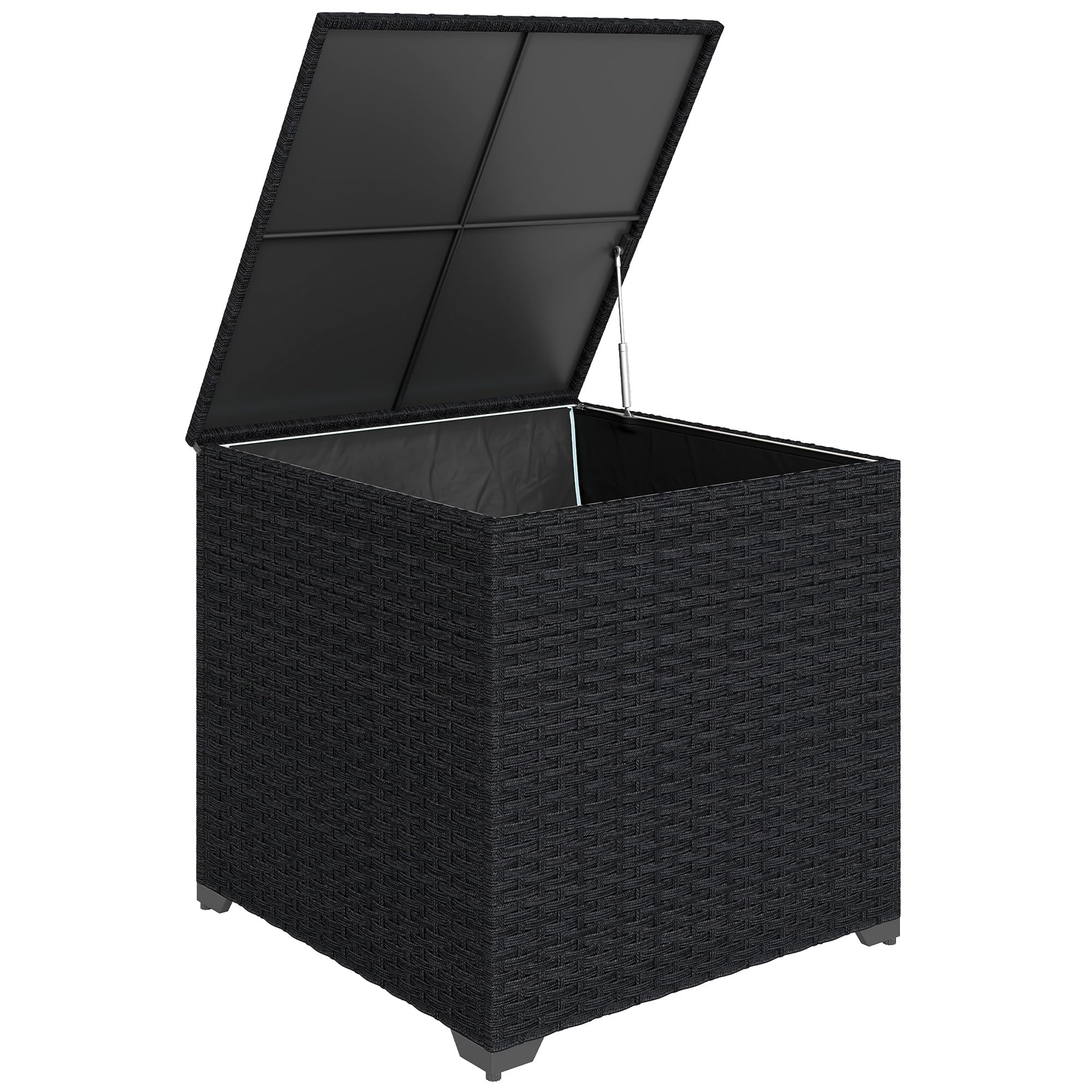 Outsunny Black 253L Garden Storage Box, Rattan Deck Box With Zipped Liner, - 1 - 72 X 72 X 70 Cm