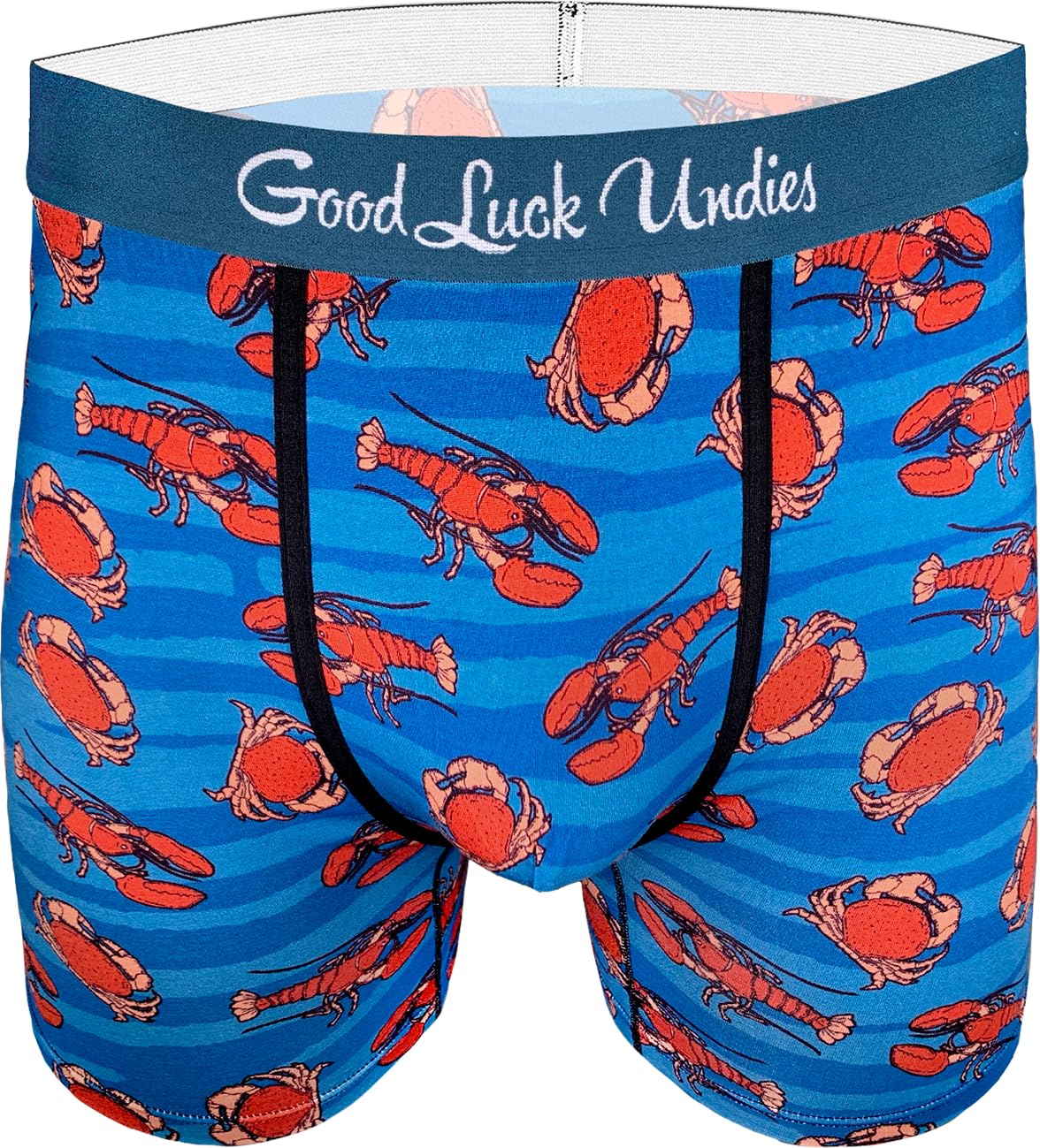 Good Luck Sock Men's Crabs & Lobsters Good Luck Undies Fish And Ocean Animal Boxer Brief Underwear, Medium