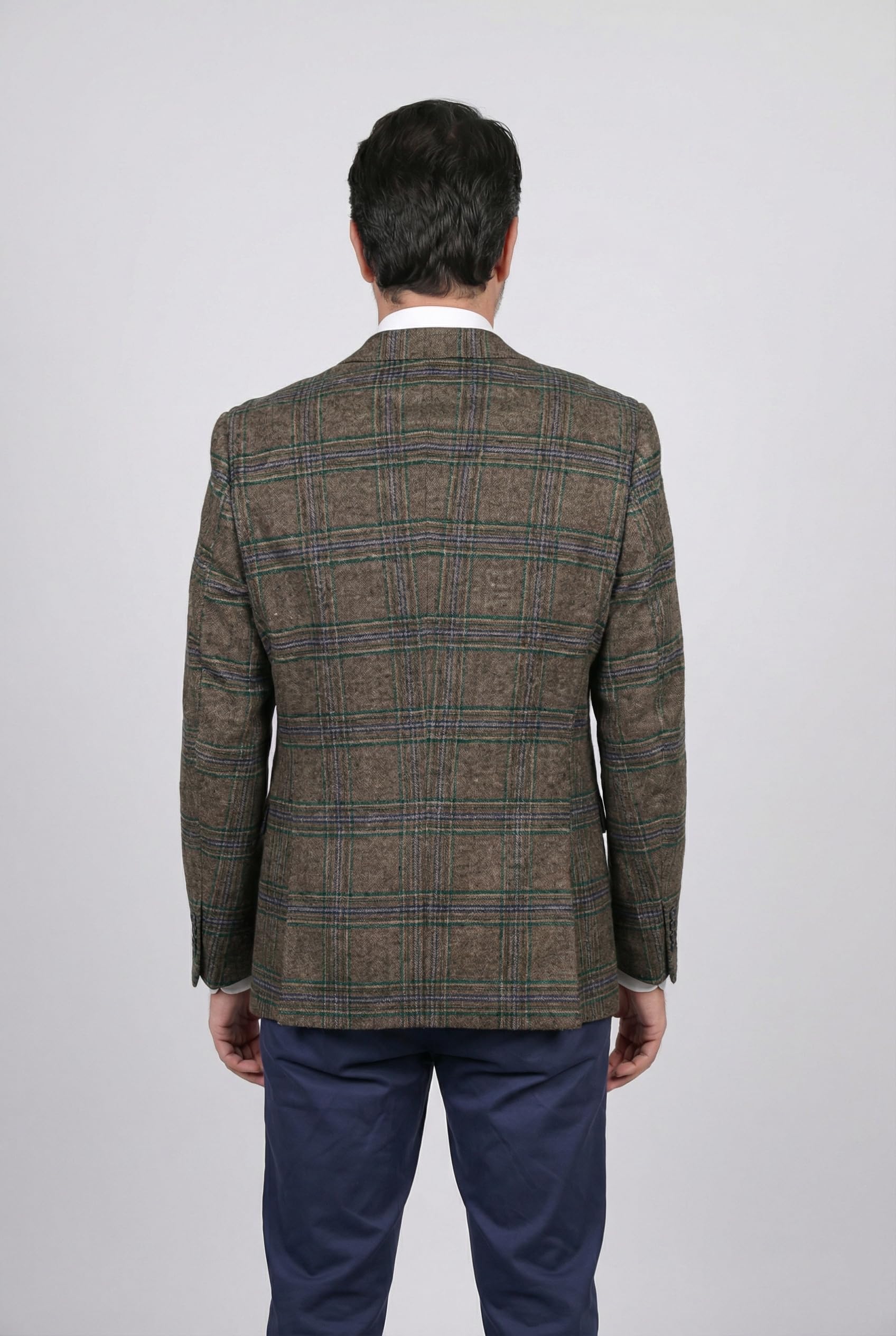 SIRRI Blazer de Mezcla de Lana a Cuadros Ventana para Hombre, Corte Entallado, Chaqueta Formal Elegante Verde