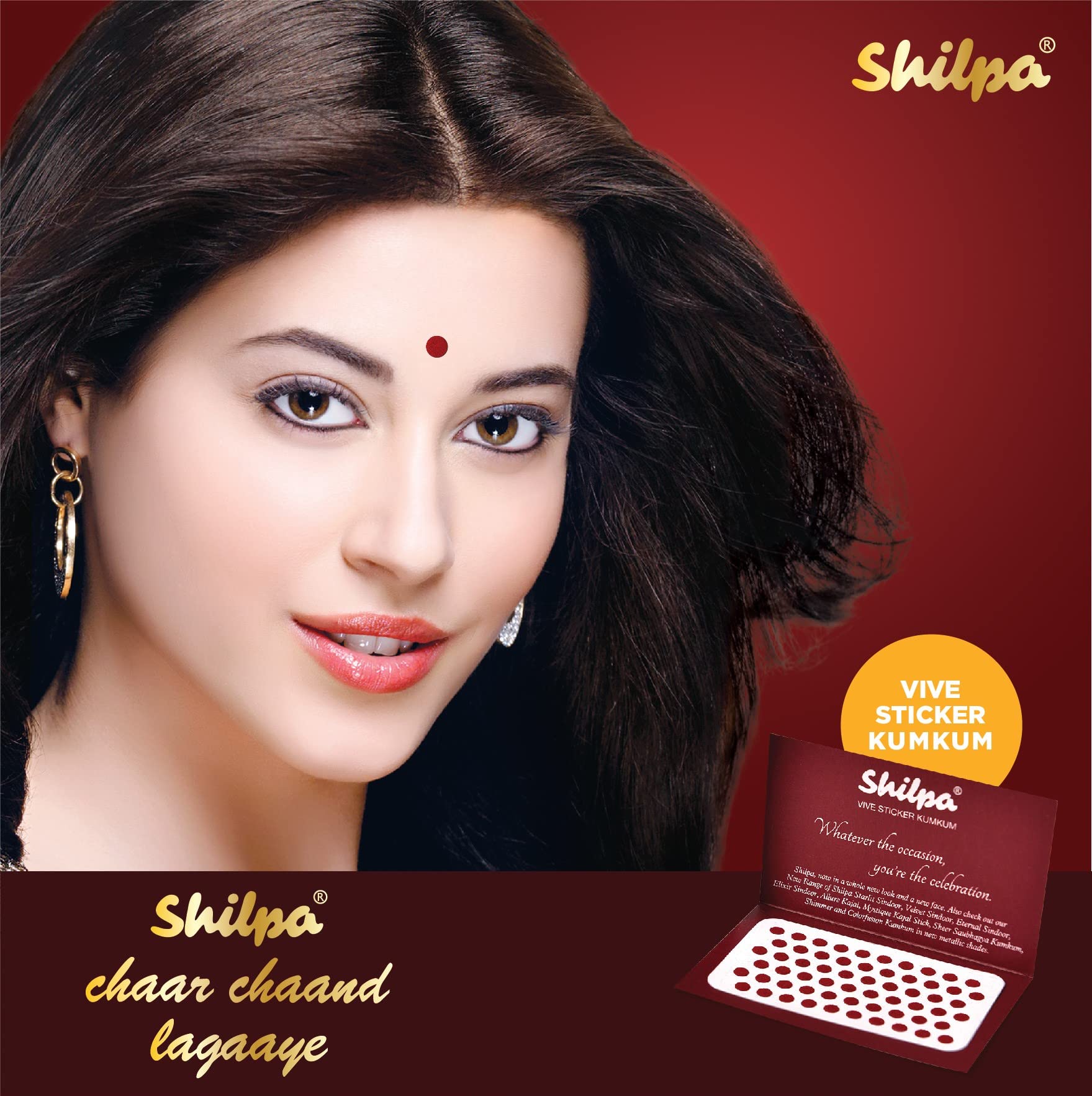 Shilpa Vive Sticker Kumkum Bindi (Box Contains 15 Packs) (7, Deep Red)-picture-24