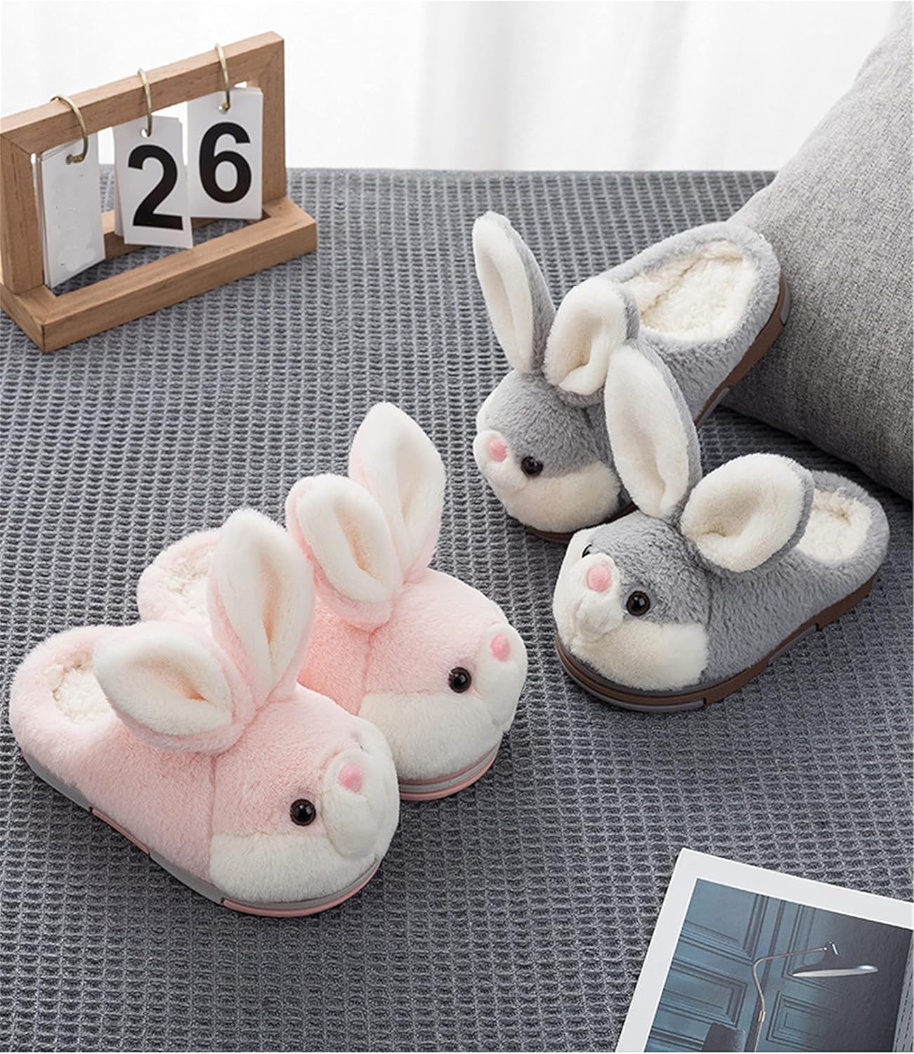 YILANLAN Women's Cute Bunny Animals Slippers Interesting Comfortable Furry Slippers Soft Plush Winter season Keep warm Home Slippers - Image 4
