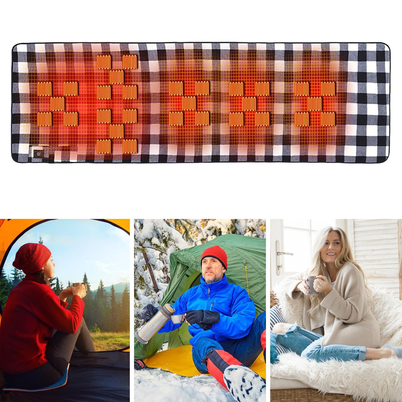 Forro eléctrico para saco de dormir – Manta ajustable de 3 ajustes de calor, inserto de almohadilla térmica portátil, equipo de camping ligero, senderismo, mochilero, picnic al aire libre, viajes