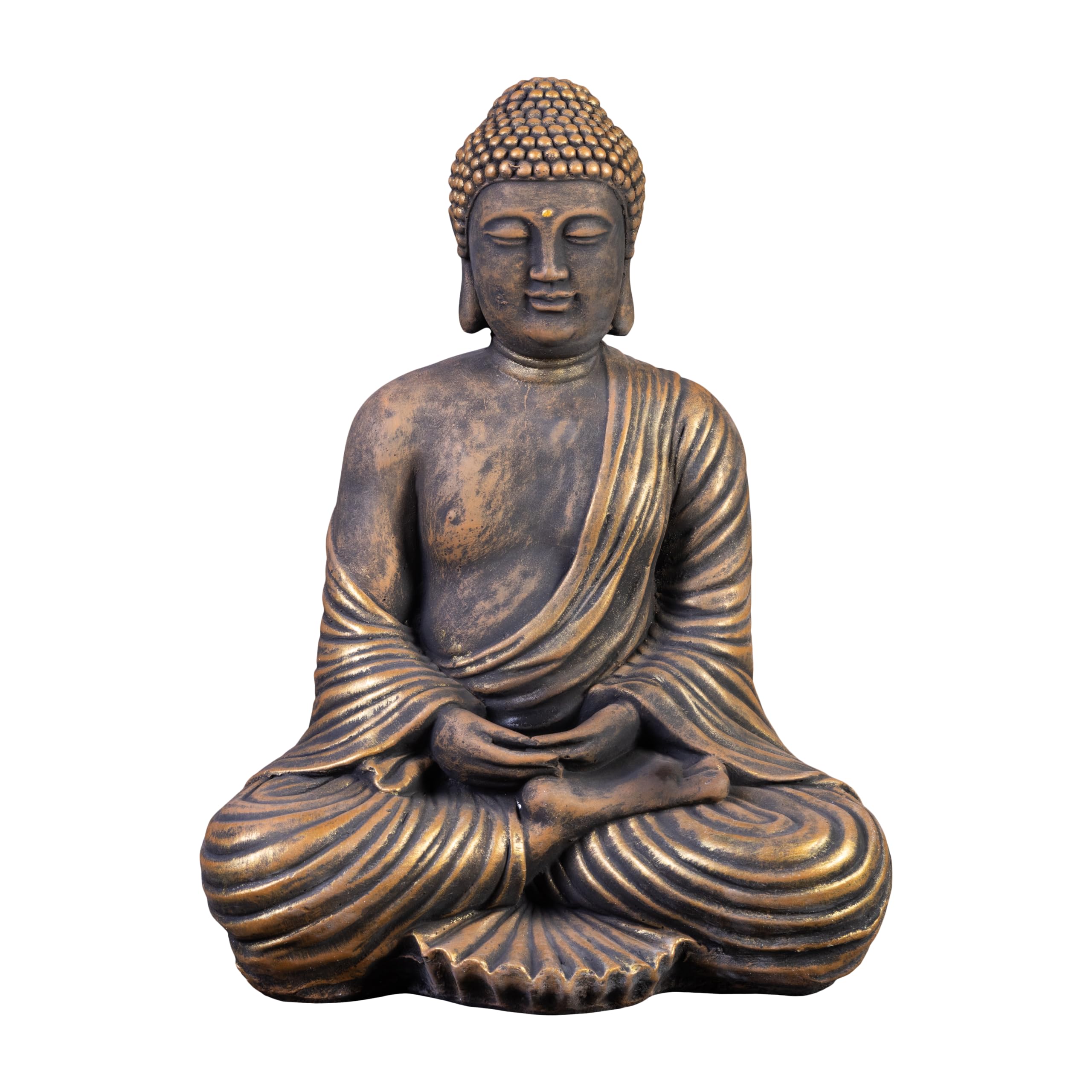 gartendekoparadies.de Buddha statue in exclusive coloring, stone figure, H. 42 cm, 19 kg, gold, frost-proof made of cast stone for outdoor use