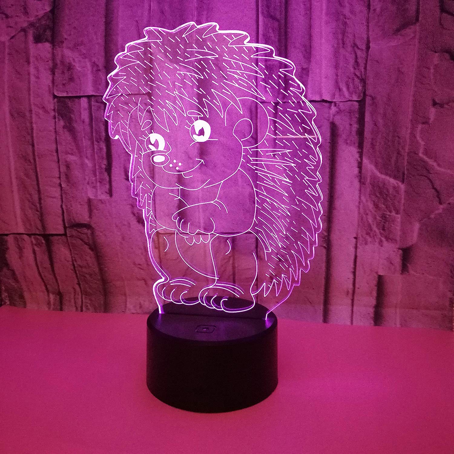 Lampe LED 3D Hérisson Illusion Optique Veilleuse Chat Animal 7 Couleurs Touch Art Sculpture Lumières Avec Câbles USB Décoration De Table Pour Chambre à Coucher Bureau Pour Enfants Et Adultes